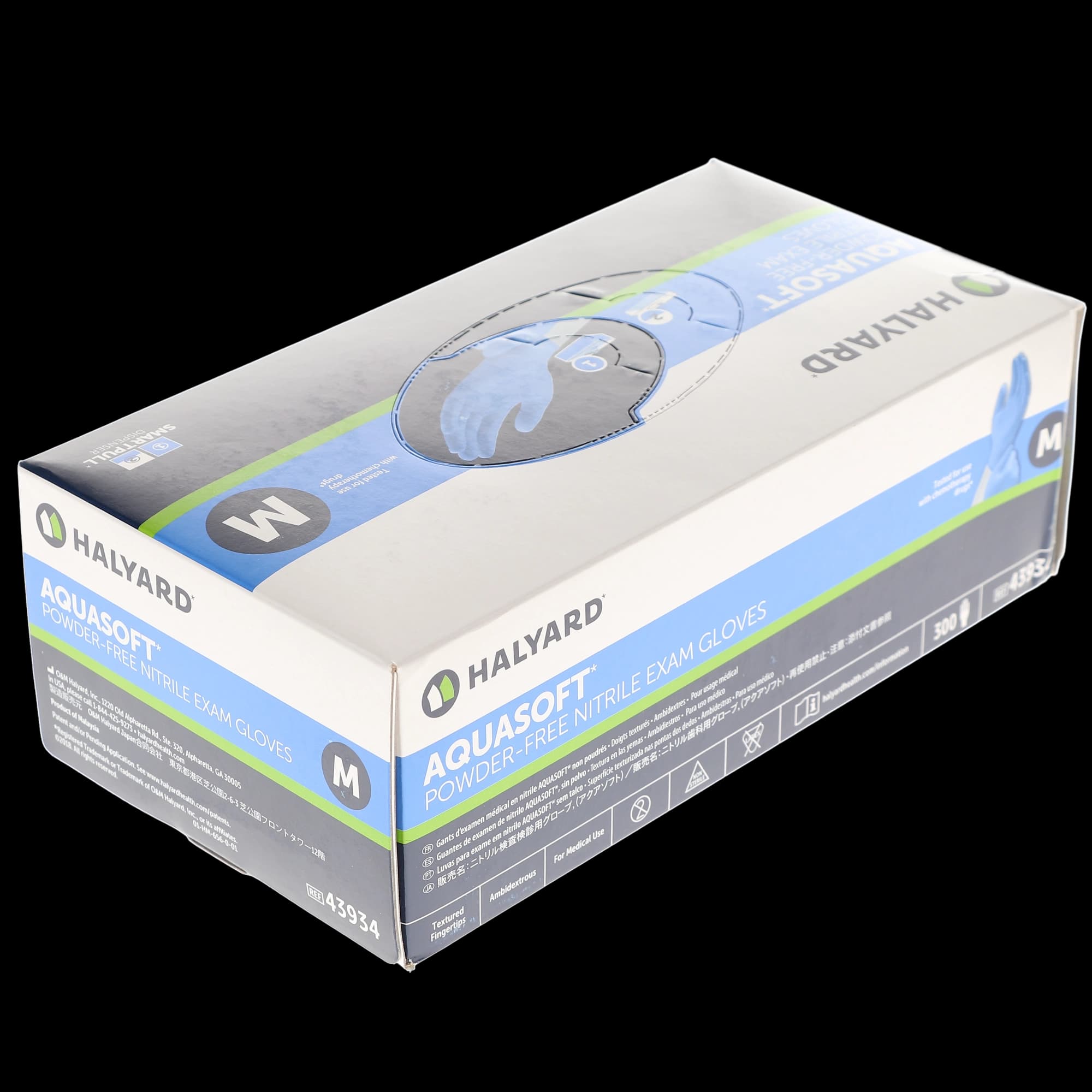 AquaSoft Nitrile Exam Gloves, Powder-Free, Non-Sterile, Medium, Blue, 300/Box, 43934 thumbnail 3