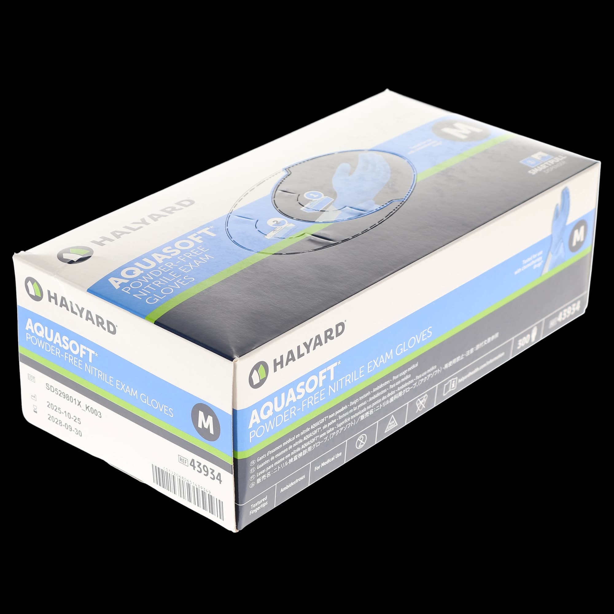 AquaSoft Nitrile Exam Gloves, Powder-Free, Non-Sterile, Medium, Blue, 300/Box, 43934 thumbnail 4