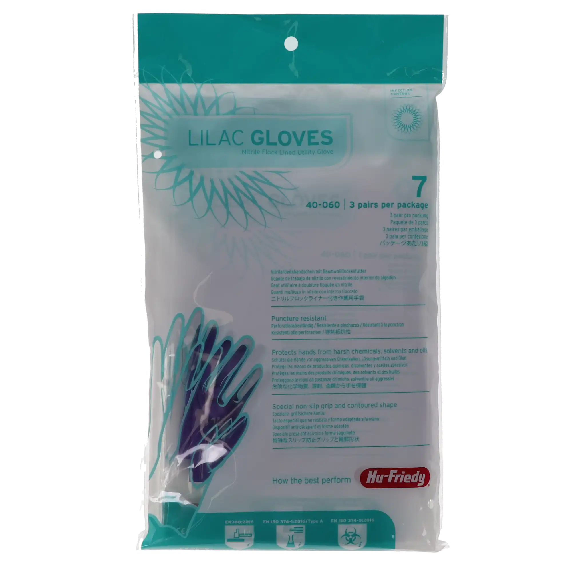 IMS Lilac Nitrile Utility Gloves, Powder-Free, Flock-Lined, Small (Size 7), 3 Pairs/Pkg, 40-060 thumbnail 4