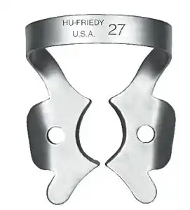 Hu-Friedy Satin Steel Rubber Dam Clamp, #27, Winged, Large Molars, 1/Pk, RDCM27 thumbnail 2