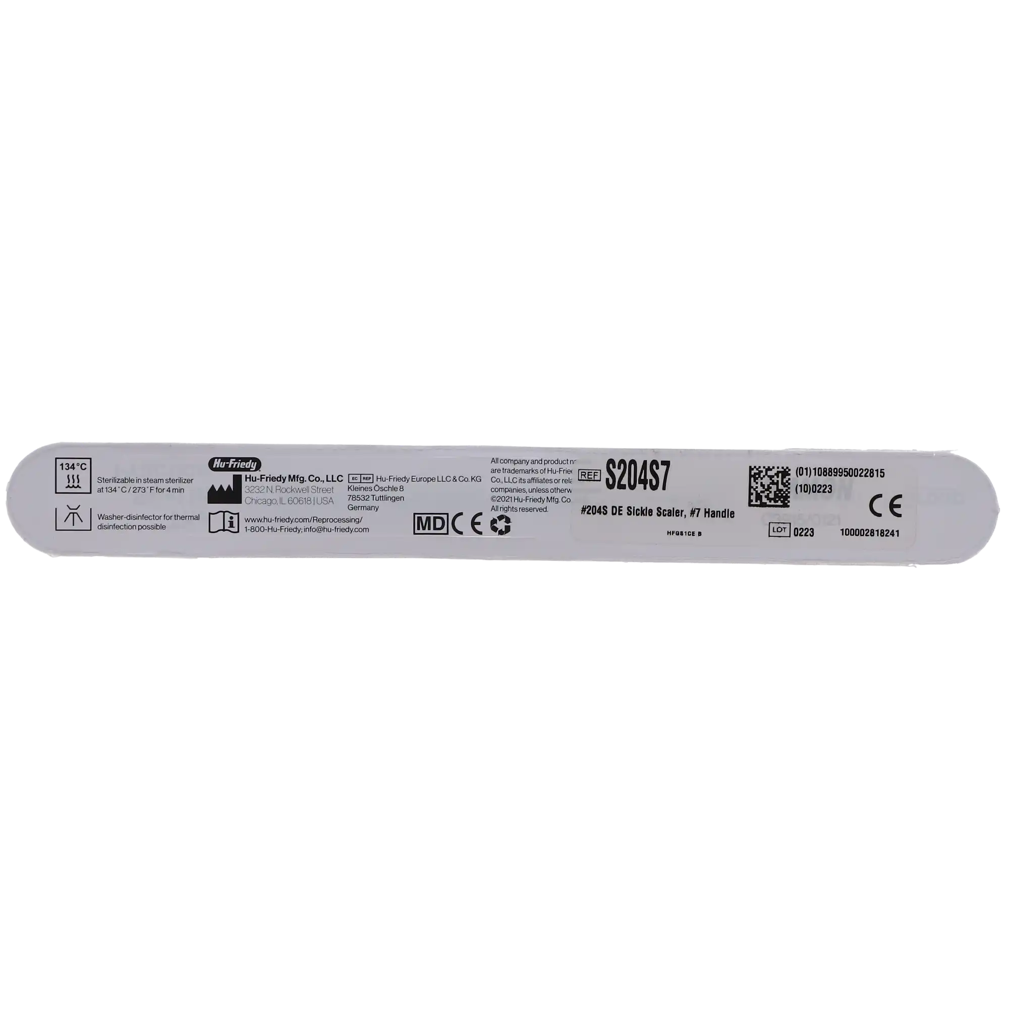 Hu-Friedy 204S Sickle Scaler, Double-Ended, #7 Satin Steel Colours Handle, S204S7 thumbnail 3