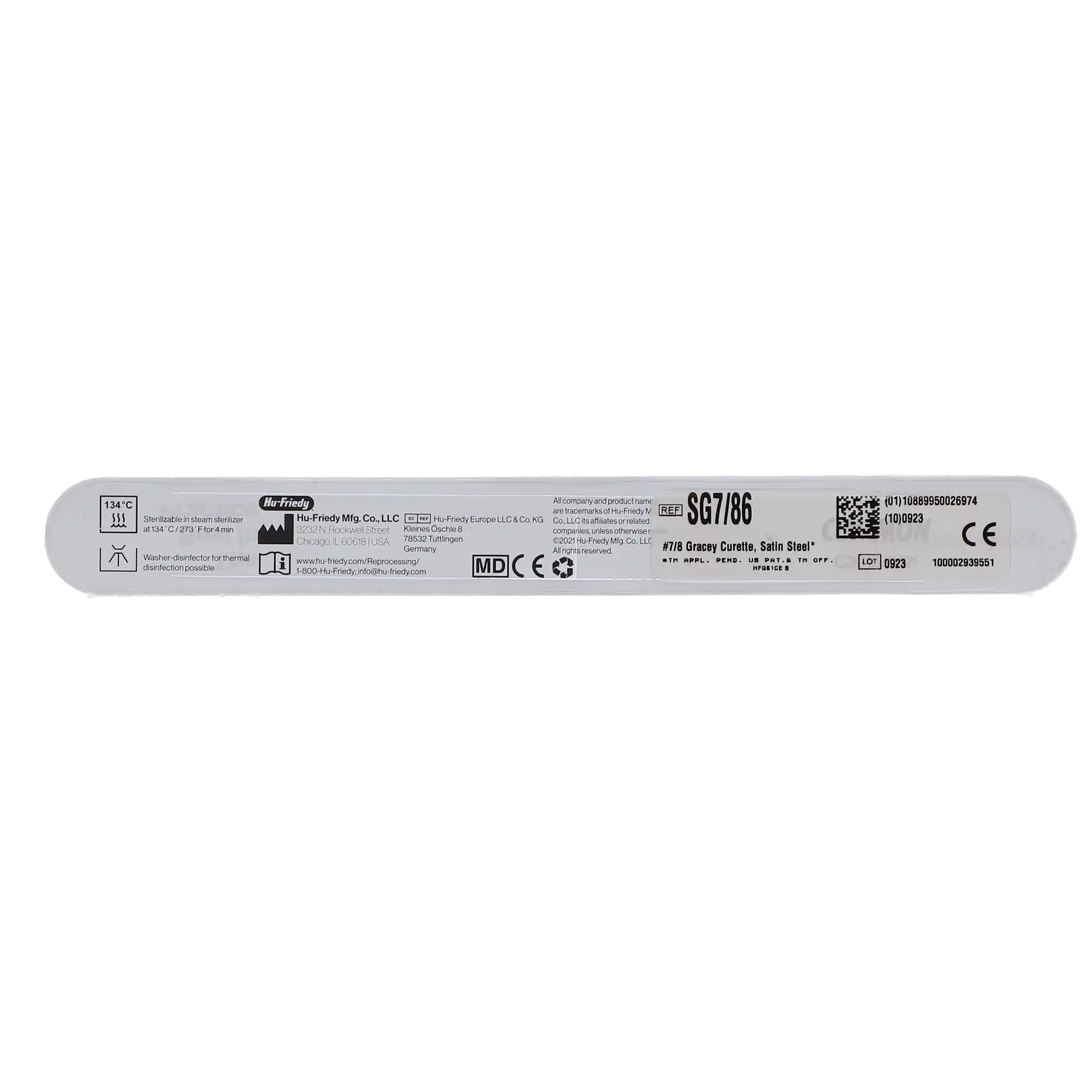 Hu-Friedy Gracey Curette 7/8, Double-Ended, #6 Satin Steel Handle, SG7/86 thumbnail 5