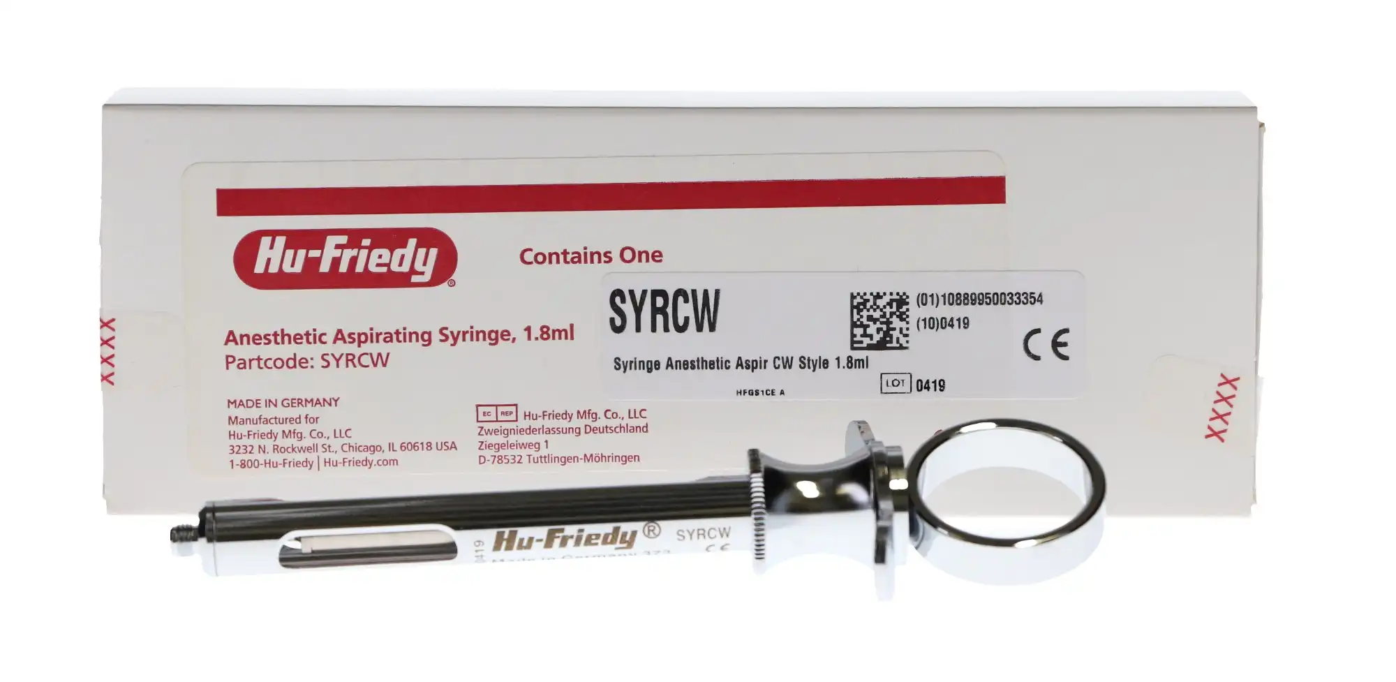 Hu-Friedy Type CW Aspirating Anesthetic Syringe, 1.8 ml, with Finger Rest, SYRCW thumbnail 6