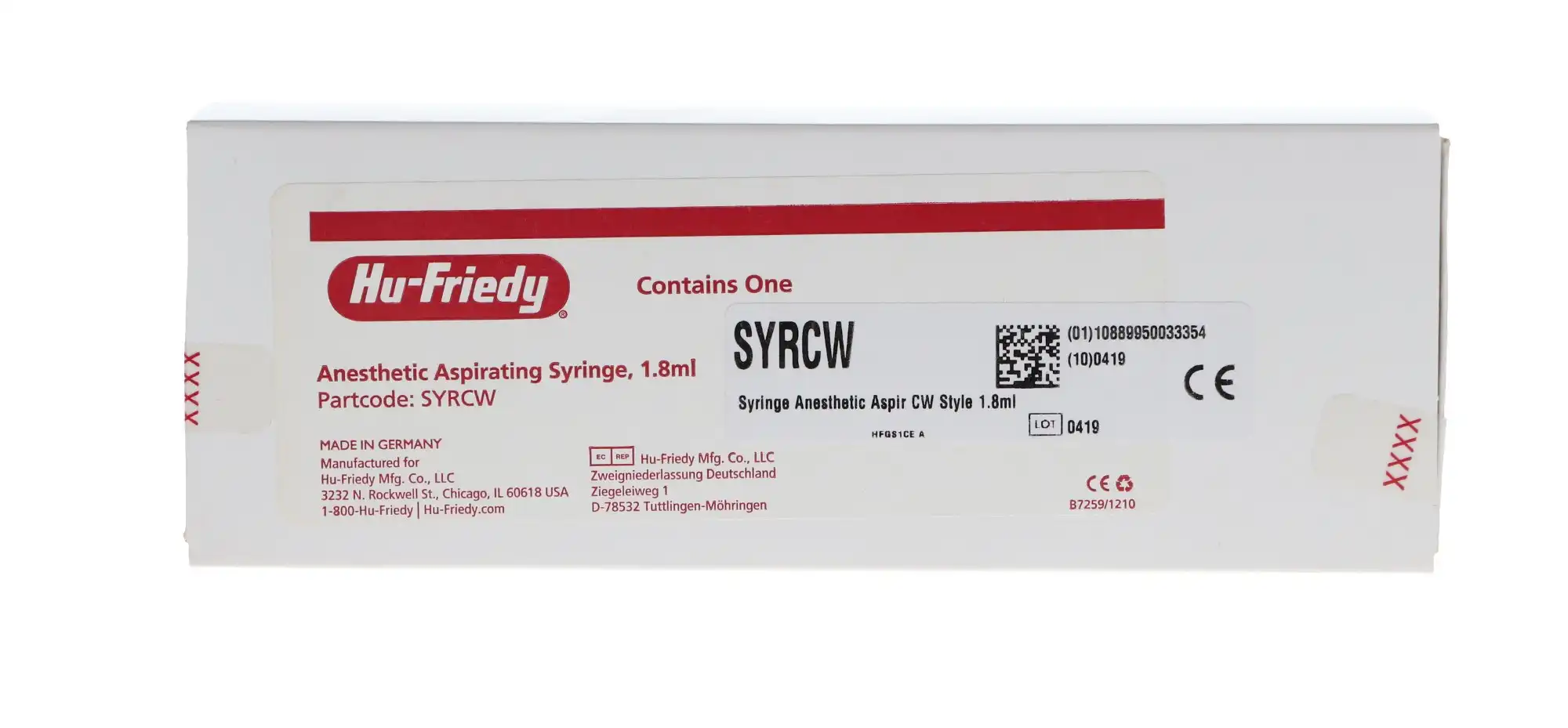 Hu-Friedy Type CW Aspirating Anesthetic Syringe, 1.8 ml, with Finger Rest, SYRCW thumbnail 7