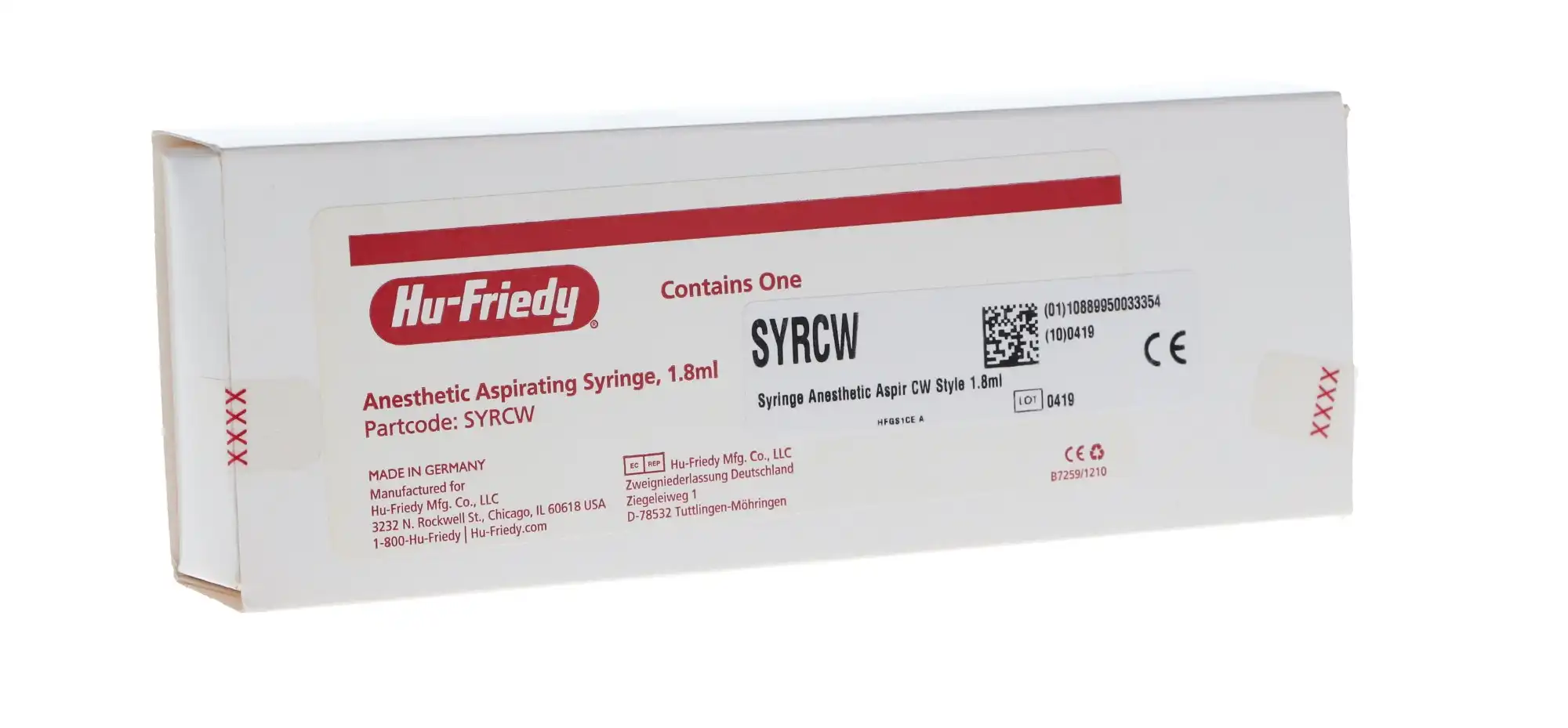 Hu-Friedy Type CW Aspirating Anesthetic Syringe, 1.8 ml, with Finger Rest, SYRCW thumbnail 8