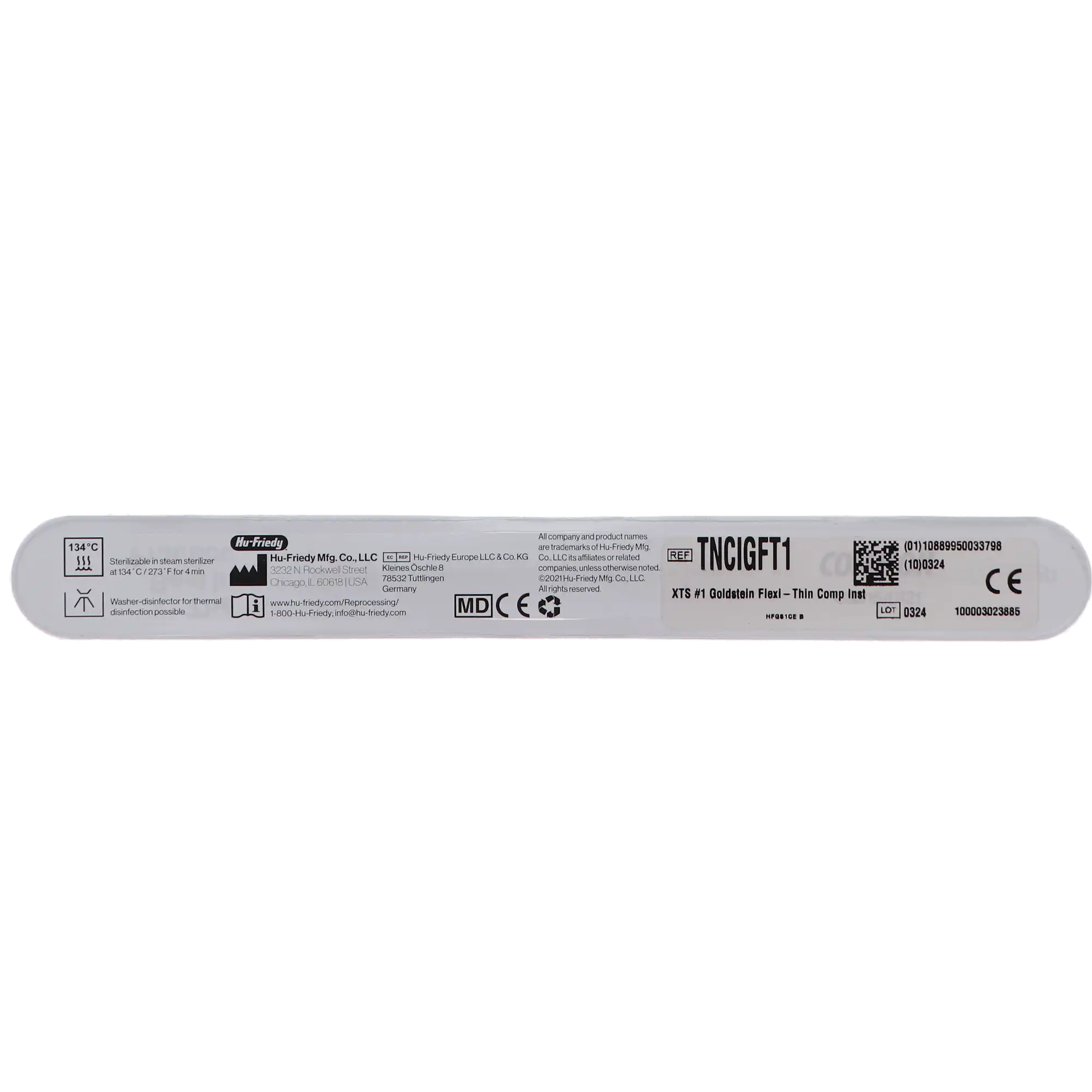 Hu-Friedy Goldstein Flexi-Thin #1 XTS Composite Instrument, Double-End, #6S Smooth Satin Steel Handle, TNCIGFT1 thumbnail 4