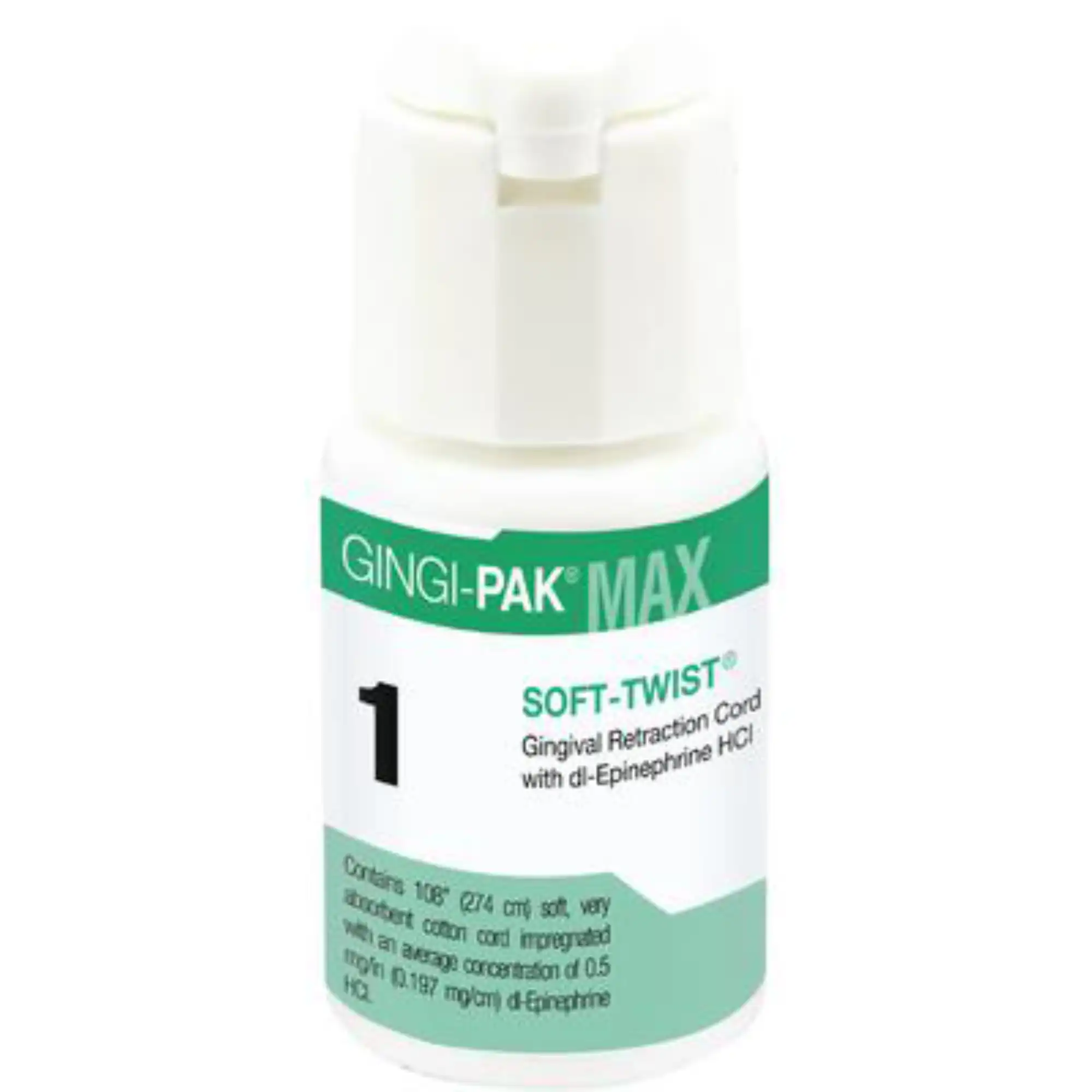 Gingi-Pak MAX Soft-Twist #1 Thin Epinephrine Retraction Cord, 100% Cotton, 108" Bottle, 10105M thumbnail 2