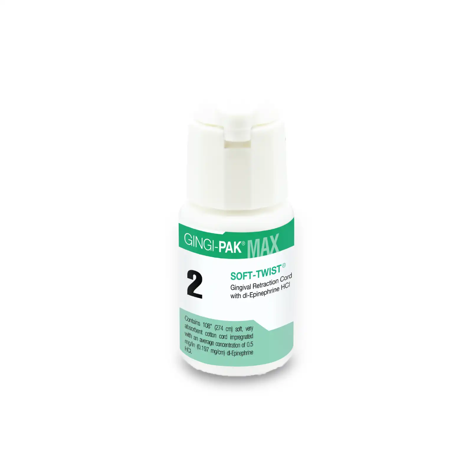 Gingi-Pak MAX Soft-Twist #2 Medium Epinephrine Retraction Cord, 100% Cotton, 108" Bottle, 10110M thumbnail 2
