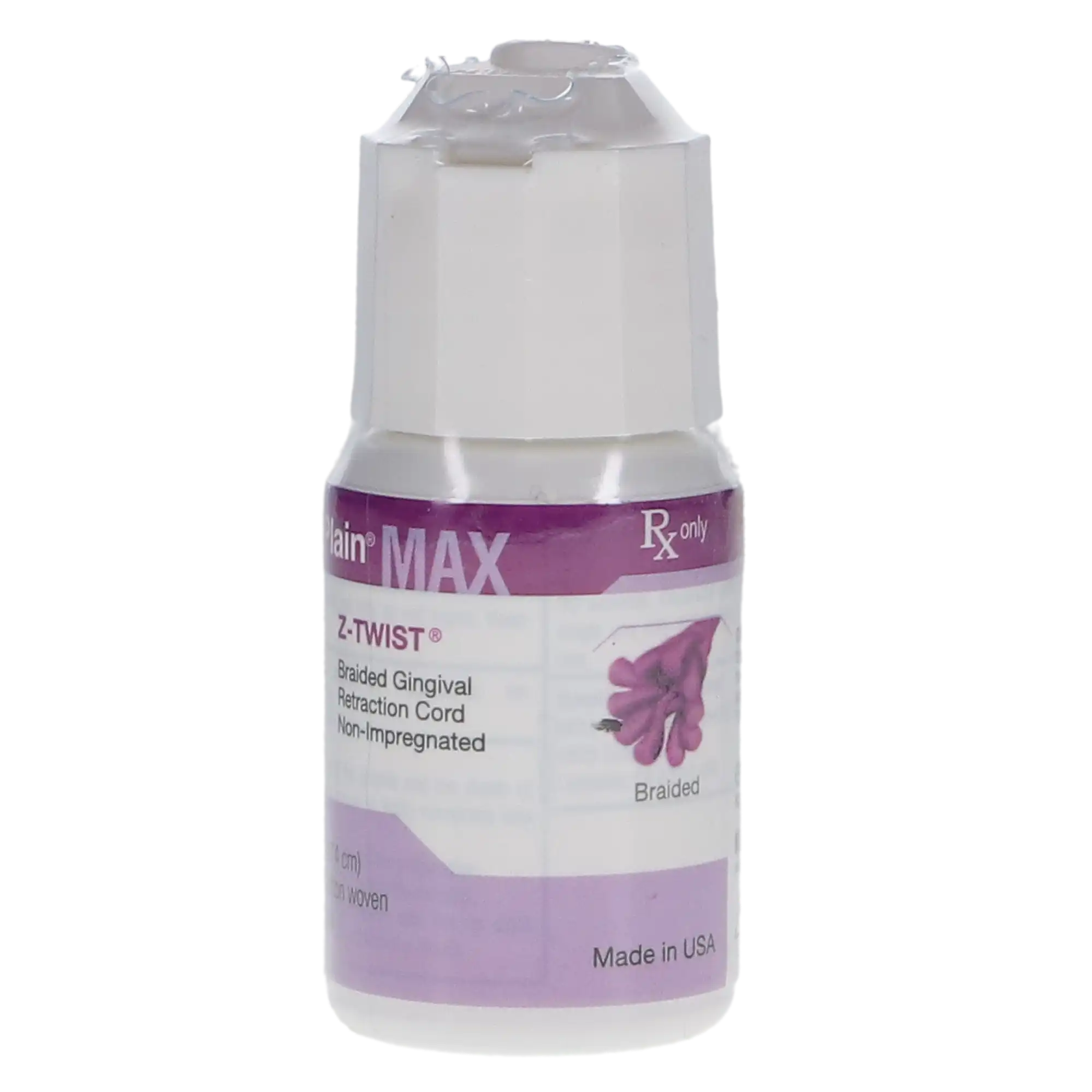 Gingi-Plain Max Z-Twist Weave Retraction Cord, Non-Impregnated, #2 Medium, 100% Cotton, 108" per Bottle, 11172M - Gingi-Plain Max Z-Twist Weave Retraction Cords, Non-impregnated, # 2, Medium, 1/Pk - Image 1