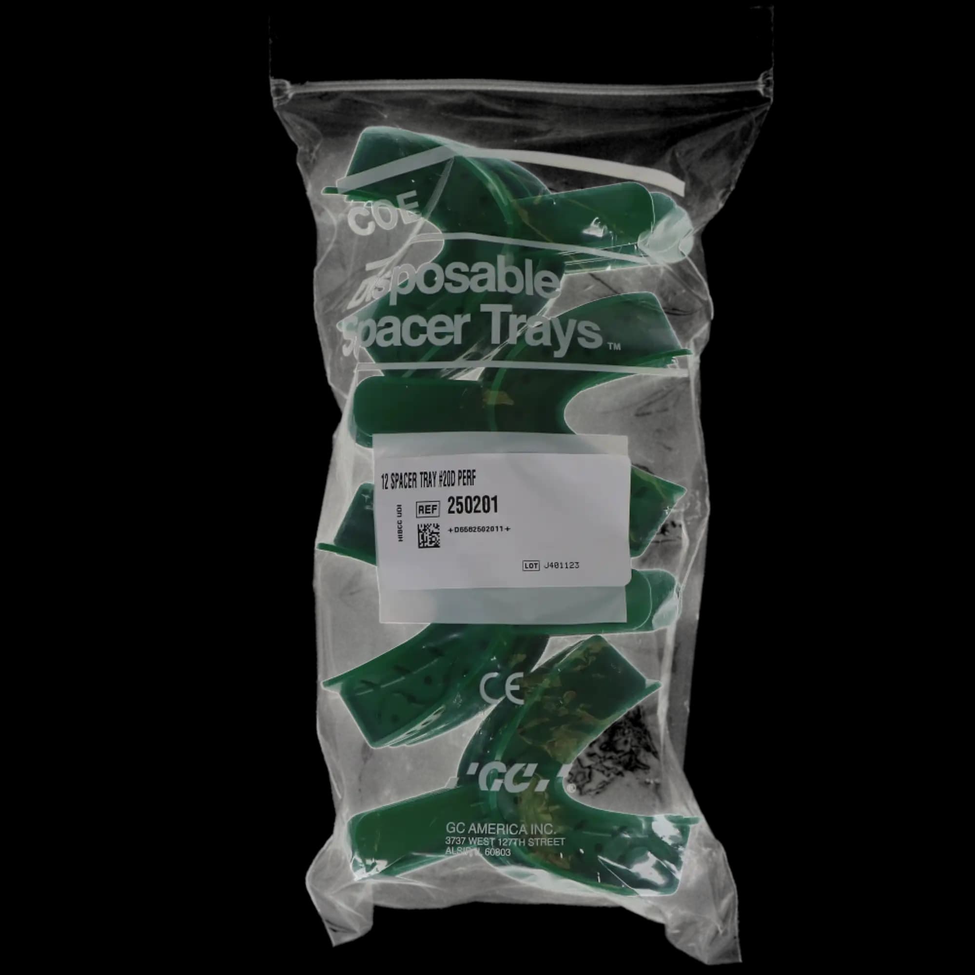 COE Spacer Disposable Perforated Impression Trays, #20D Large Lower, Green, 12/Pk, 252012 thumbnail 5