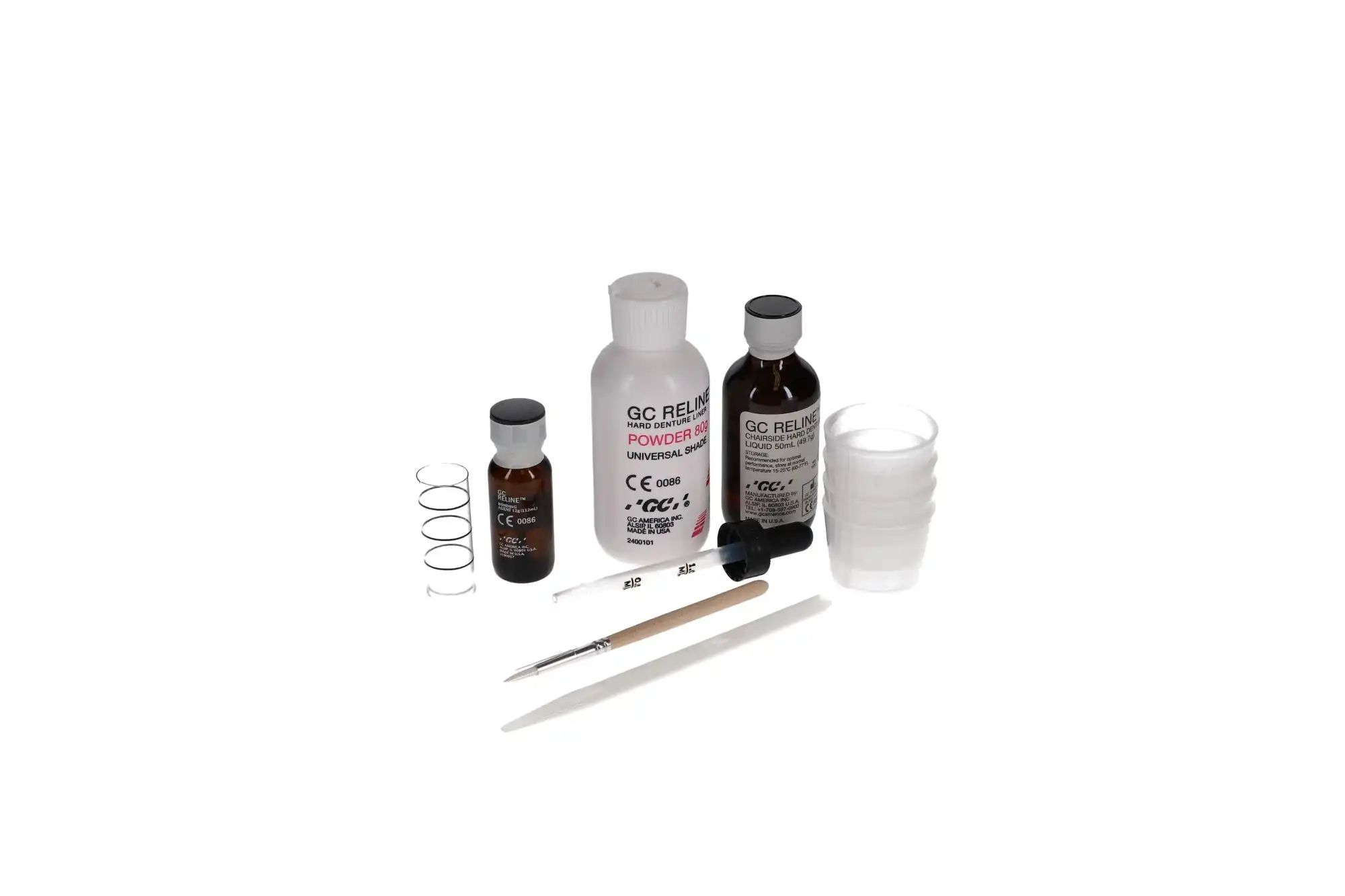 GC Reline Hard Denture Chairside Reline Material, Standard Package, 80 g Powder / 50 mL Liquid / 15 g Bonding Agent, 346001 thumbnail 10