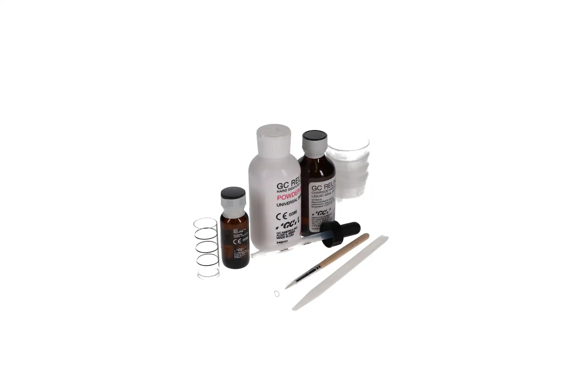 GC Reline Hard Denture Chairside Reline Material, Standard Package, 80 g Powder / 50 mL Liquid / 15 g Bonding Agent, 346001 thumbnail 11