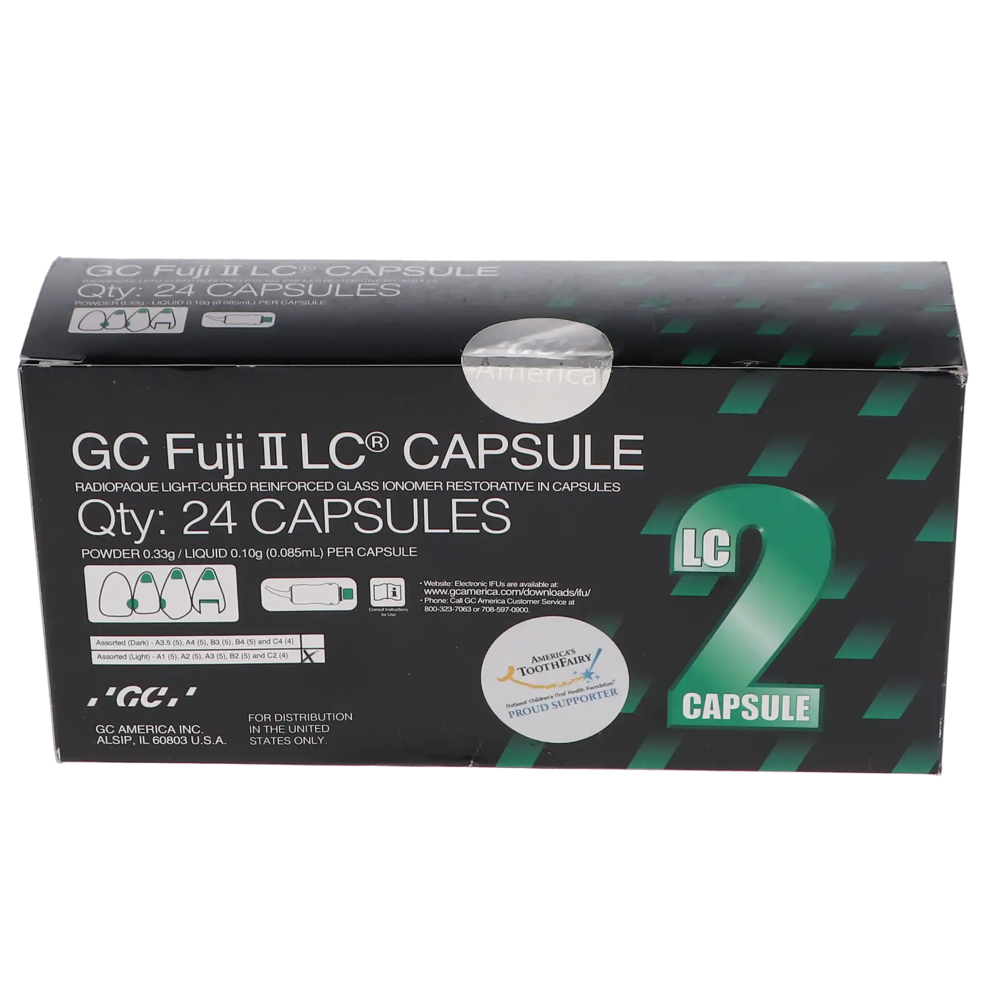 GC Fuji II LC Light-Cured Resin-Reinforced Glass Ionomer Restorative Capsules, Light Shade Assortment, 24/Box, 425015 thumbnail 11