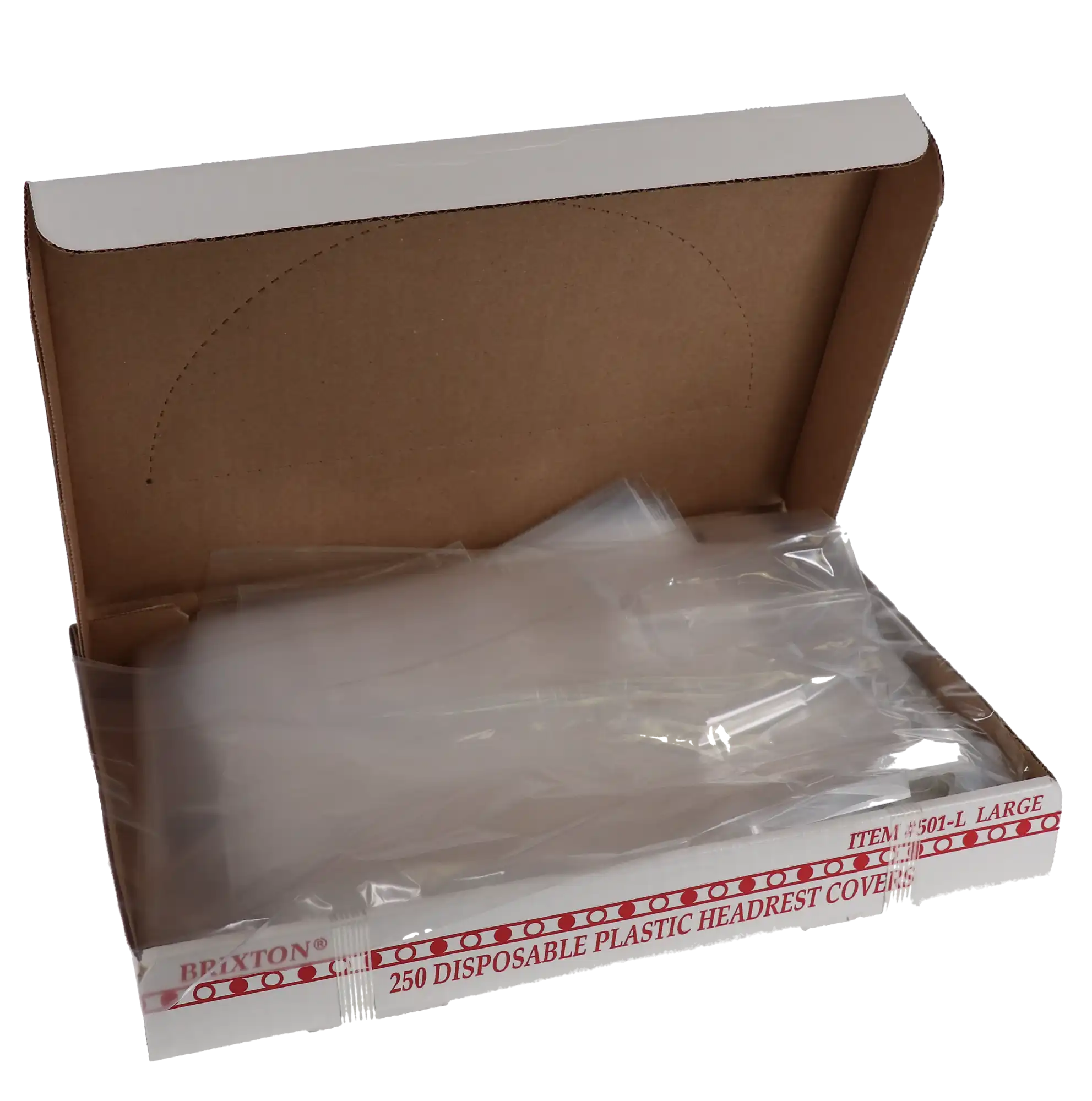 Brixton Disposable Plastic Headrest Covers, Large, Clear, 10" x 14.5", 250/Pk, 501L thumbnail 6