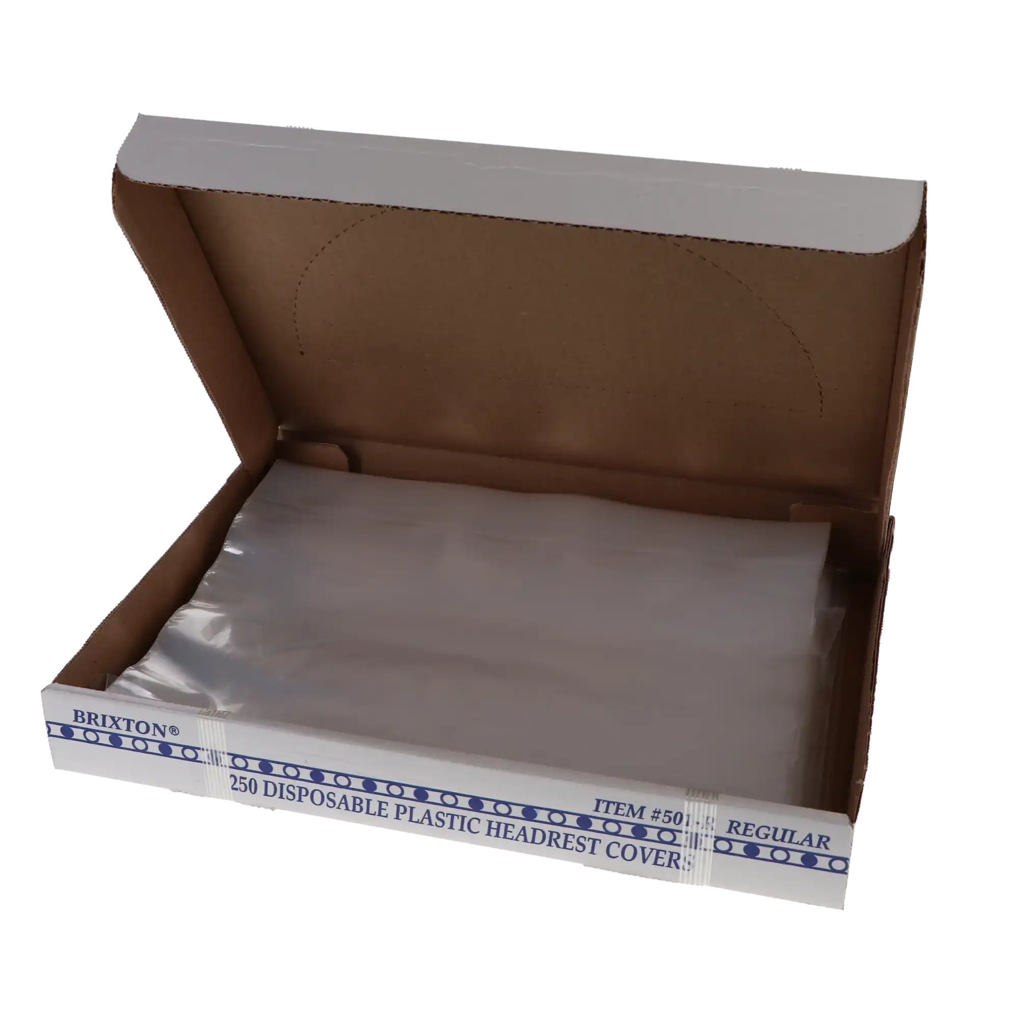 Brixton Disposable Plastic Headrest Covers, Regular, Clear, 10" x 11.25", 250/Box, 501-R thumbnail 6