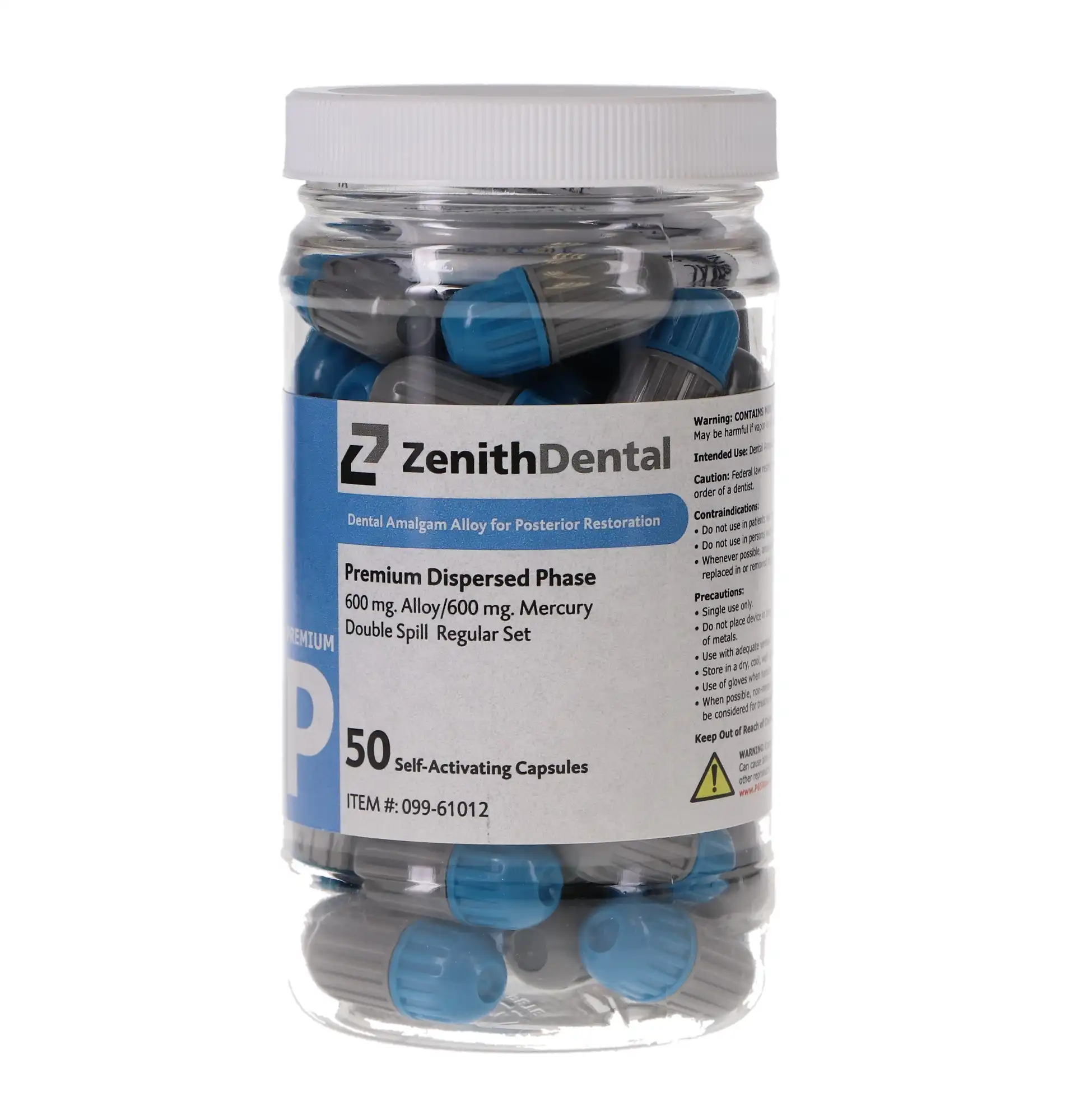 Zenith Premium Dispersed Phase Amalgam Alloy Capsules, Regular Set, 2 Spill, 600 mg, 50/Pk, 61012 thumbnail 4