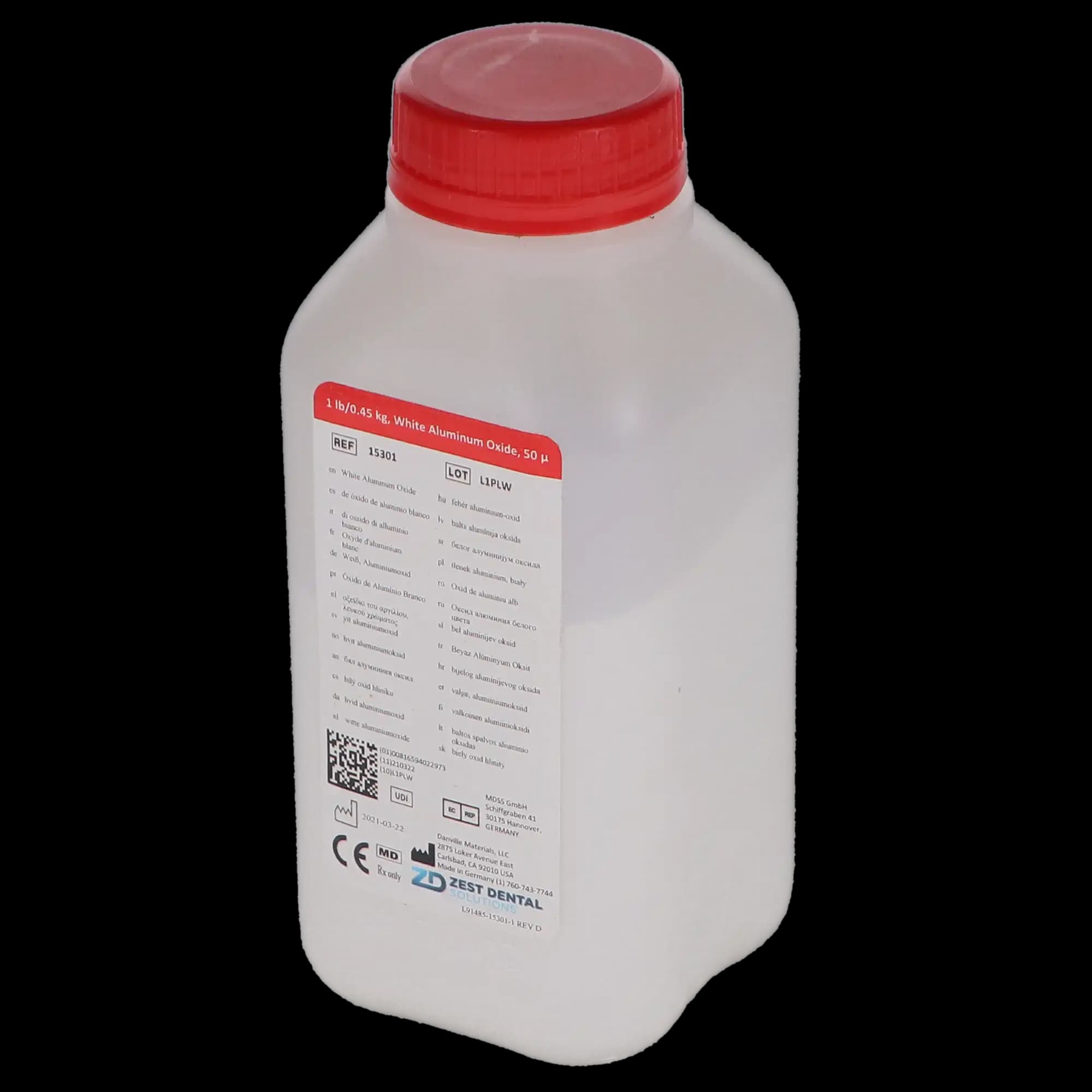 Danville Aluminum Oxide, 50 Micron, White, Medical Grade Alpha Alumina, 1 lb, 15301 thumbnail 2
