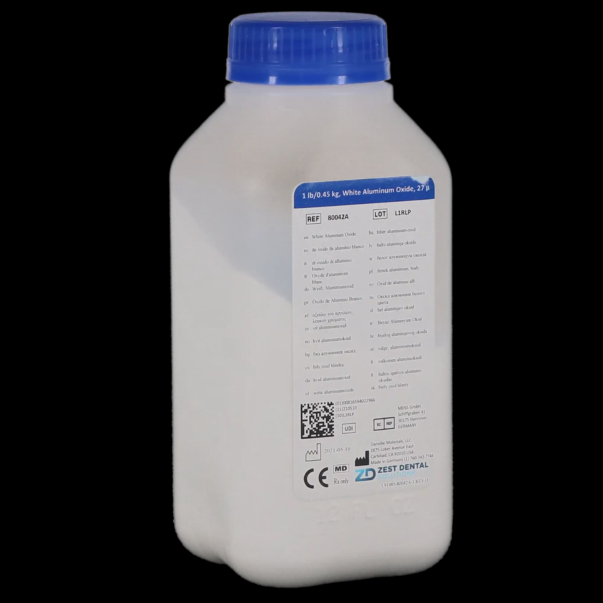 Aluminum Oxide 27 Micron White, Medical Grade Alpha Alumina, 1 lb Bottle, 80042A thumbnail 2