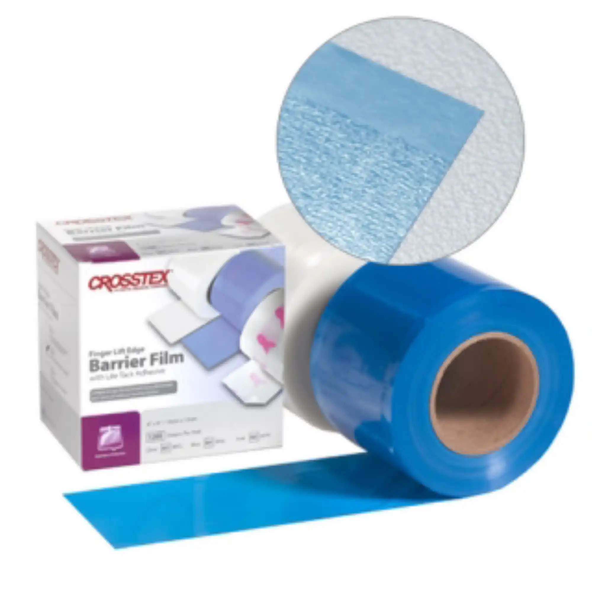 Crosstex Finger Lift Edge Barrier Film, Blue, 4" x 6", 1200 Sheets/Roll, BFBL thumbnail 6