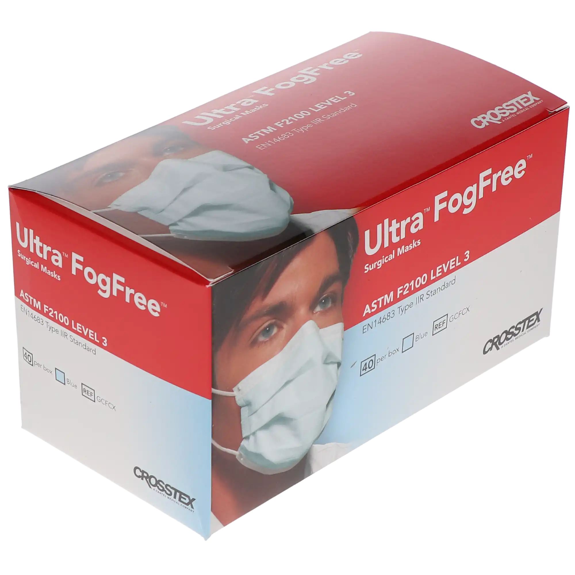 Crosstex Ultra FogFree Earloop Surgical Face Mask, ASTM Level 3, Blue, 40/Box, GCFCX thumbnail 13