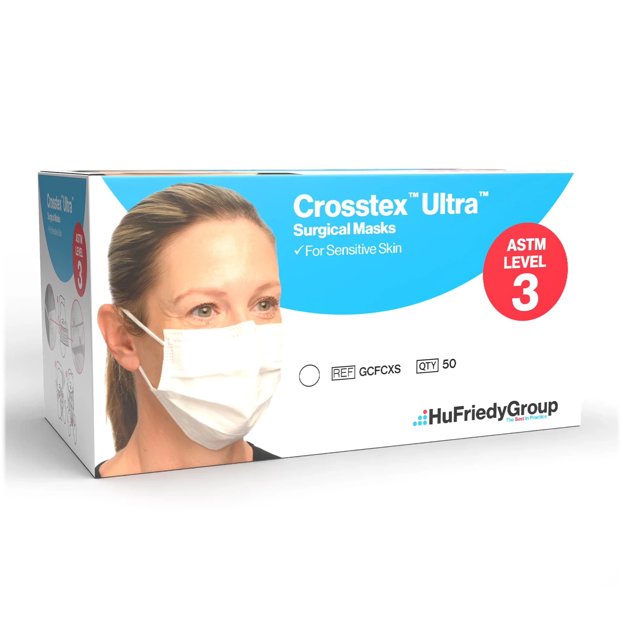Crosstex Ultra Sensitive Earloop Face Mask, ASTM Level 3, White, 50/Box, GCFCXS thumbnail 14