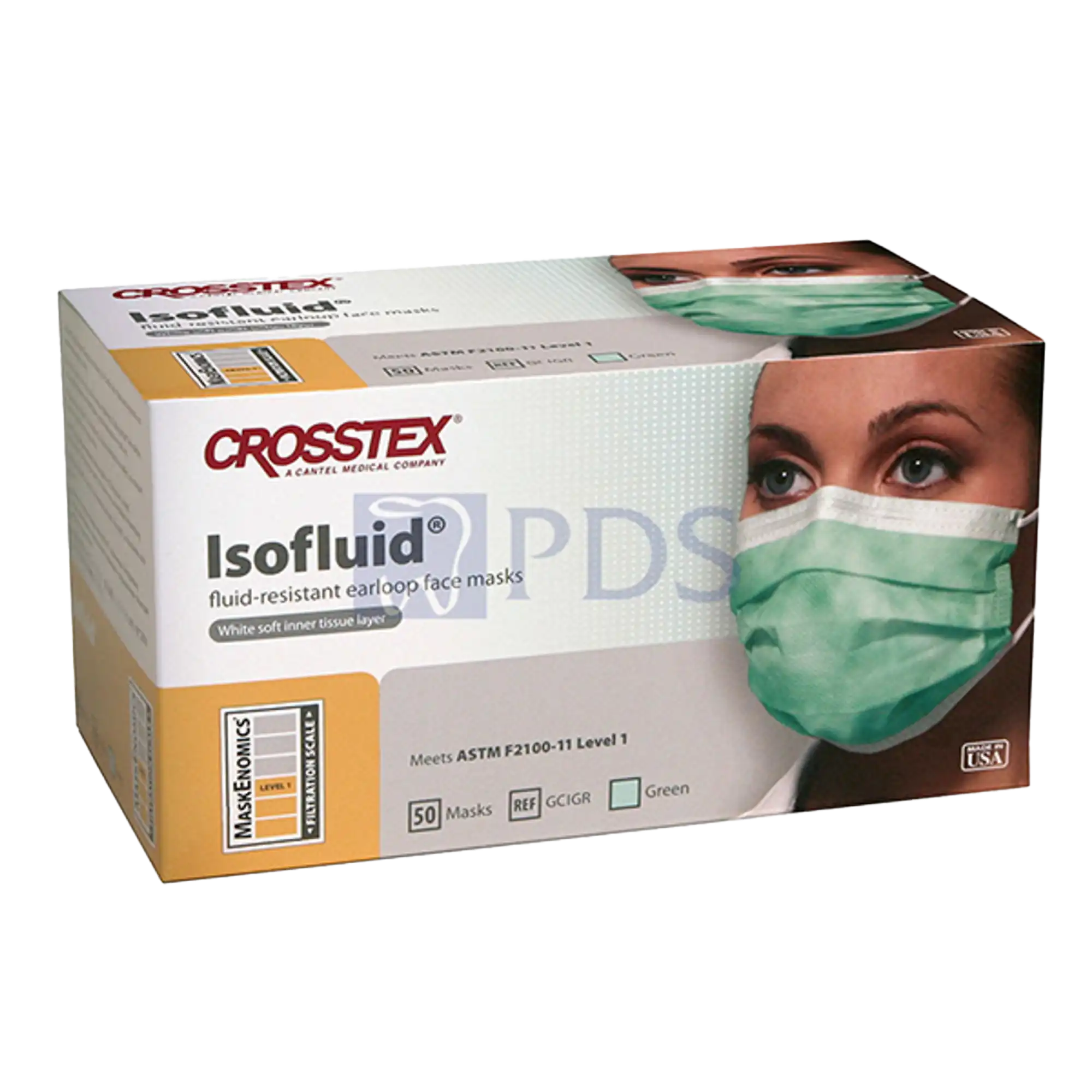 Isofluid™ Surgical Earloop Face Mask, ASTM Level 1, Green, Latex-Free, 50/Box, GCIGR thumbnail 9