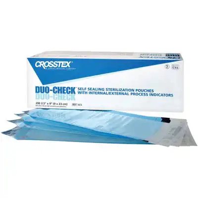 Crosstex Duo-Check Self-Seal Sterilization Pouches, 3-1/2" x 9", Blue Film, 200/Box thumbnail 8
