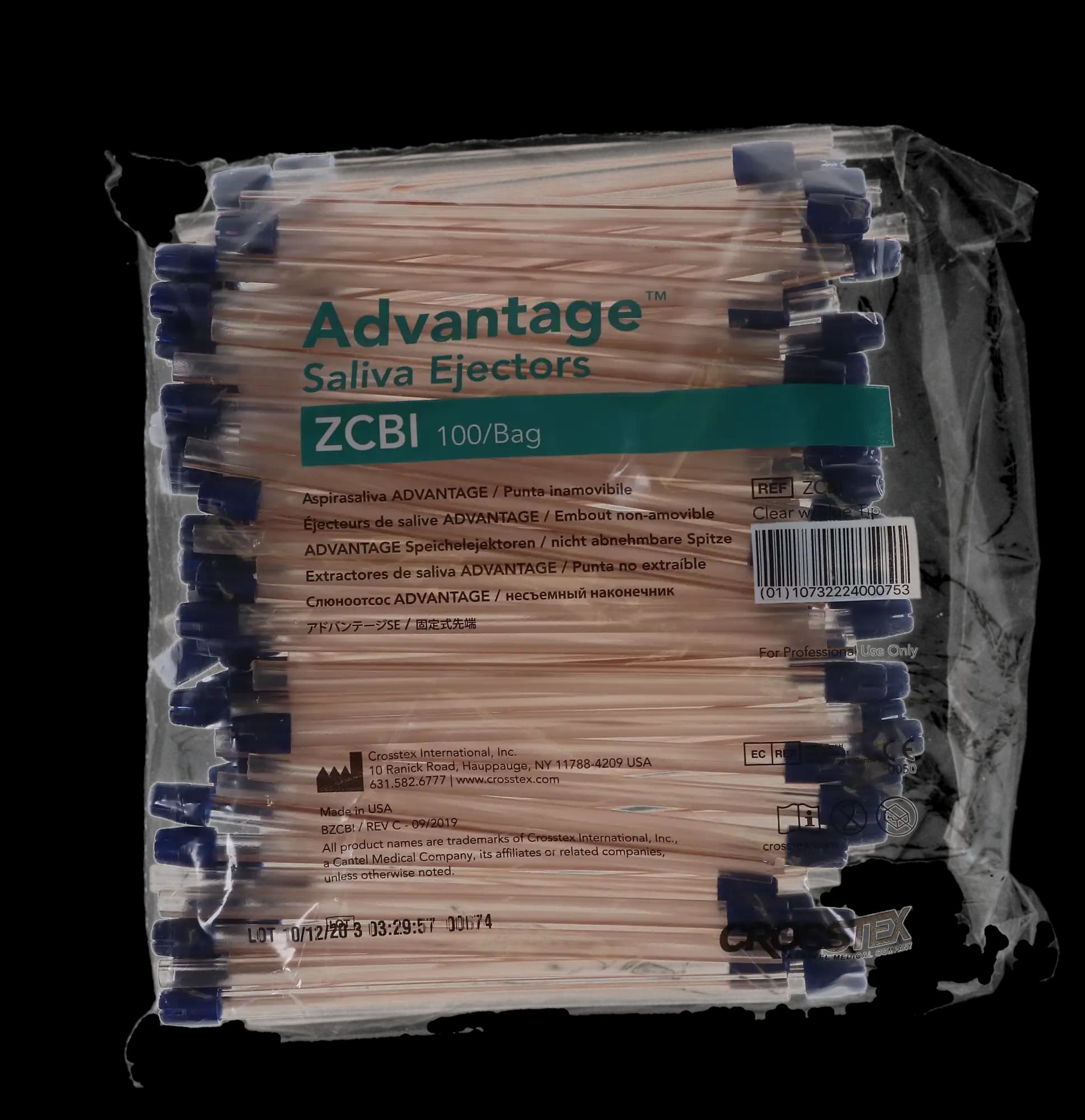 Advantage Disposable Saliva Ejectors, Plastic, Latex-Free, Fixed Tips, Clear/Blue, 100/Pk, ZCBI thumbnail 4
