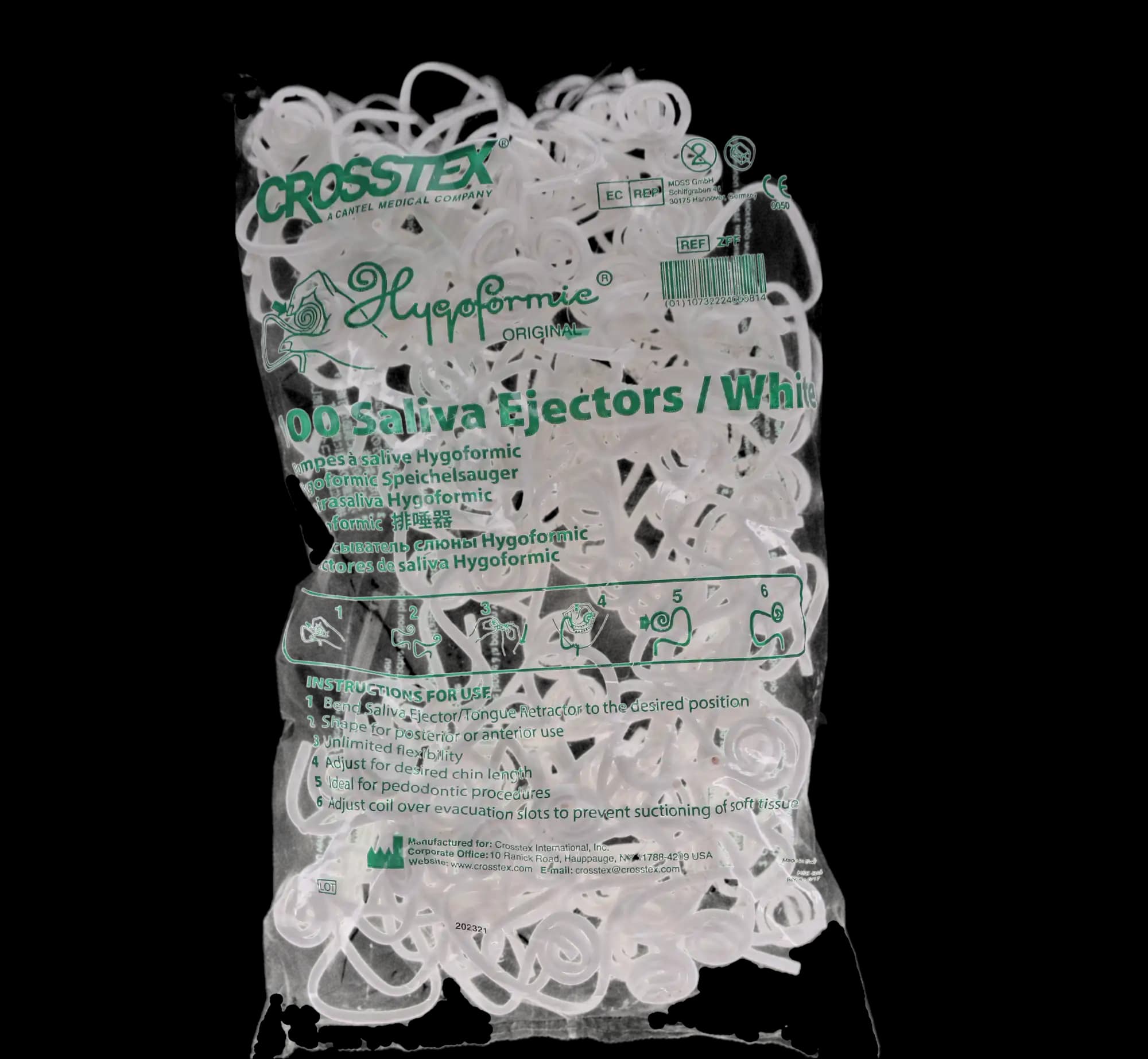 Hygoformic Saliva Ejectors, Combination Saliva Ejector & Tongue Retractor, Mint Green, Latex-Free, 100/Bag, ZFF thumbnail 5