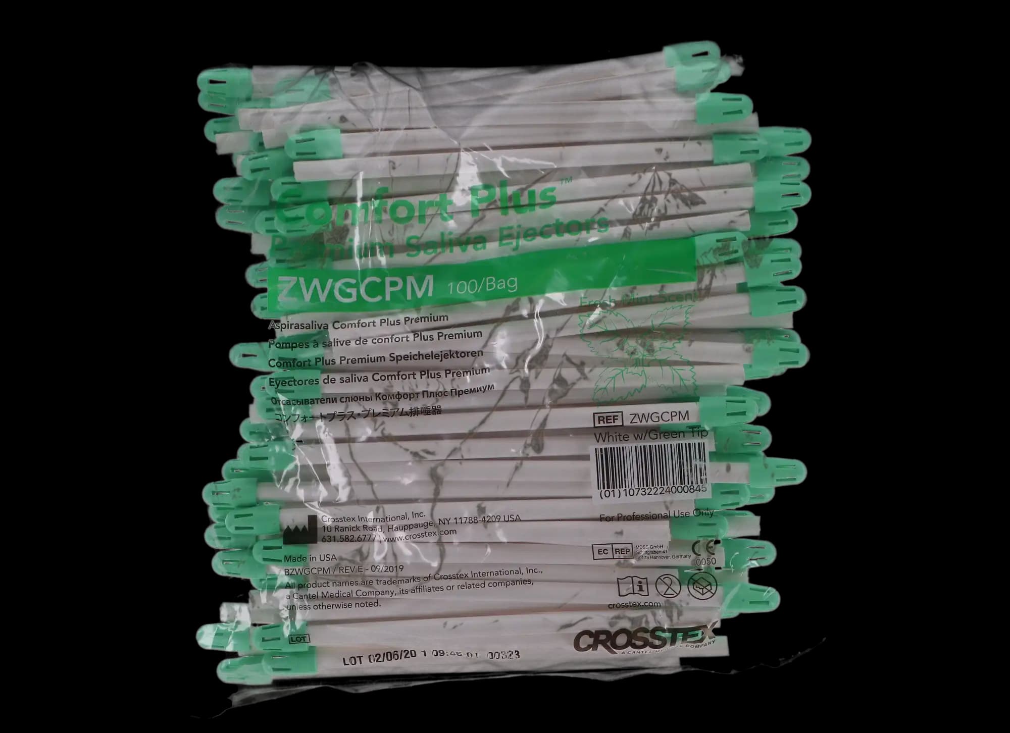 Comfort Plus Premium Saliva Ejectors, White/Green Tip, Mint Scented, 100/Pk, ZWGCPM thumbnail 7