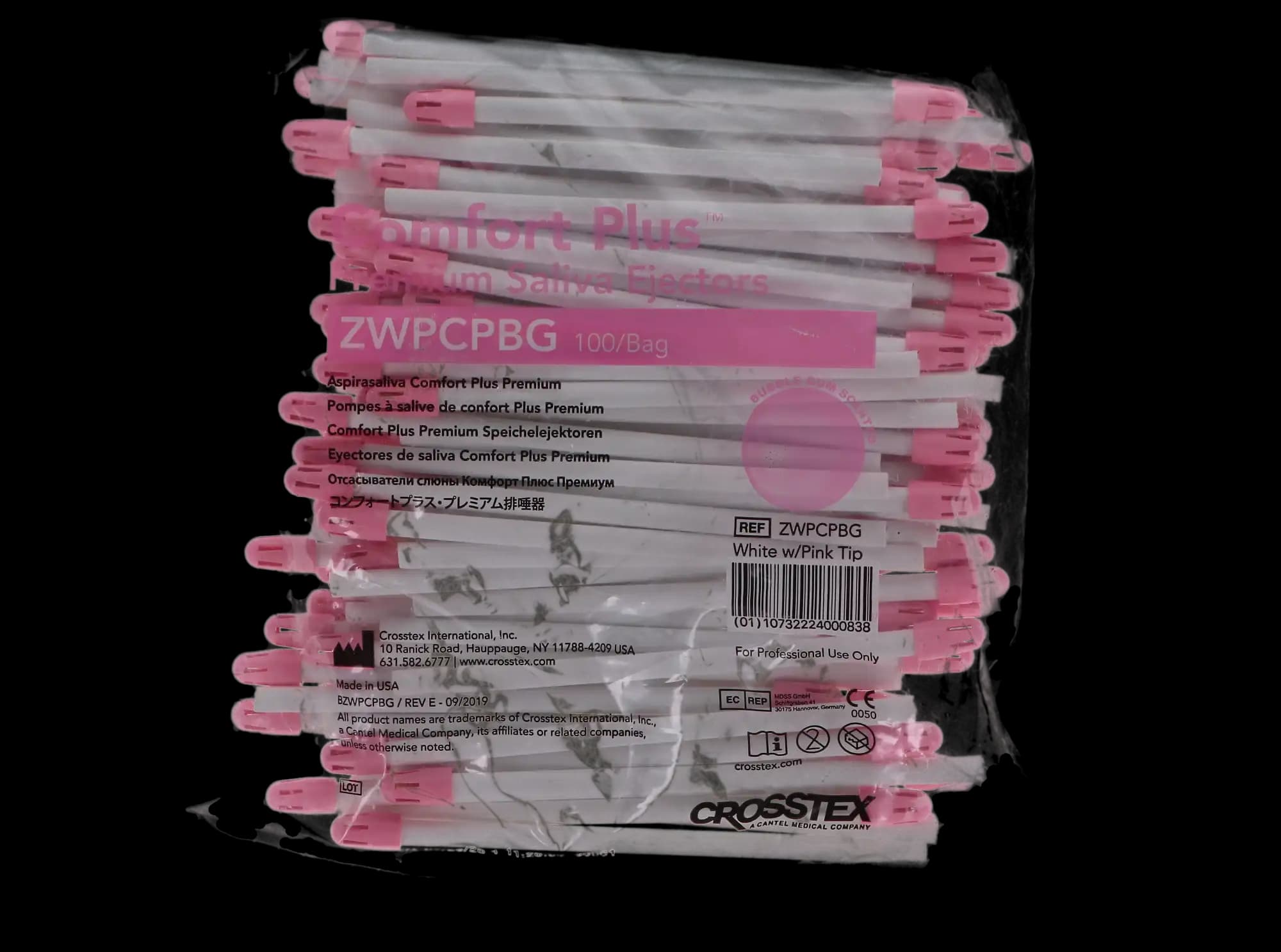 Comfort Plus Premium Saliva Ejectors, White/Pink, Bubblegum Scented, 100/Pk, ZWPCPBG thumbnail 7