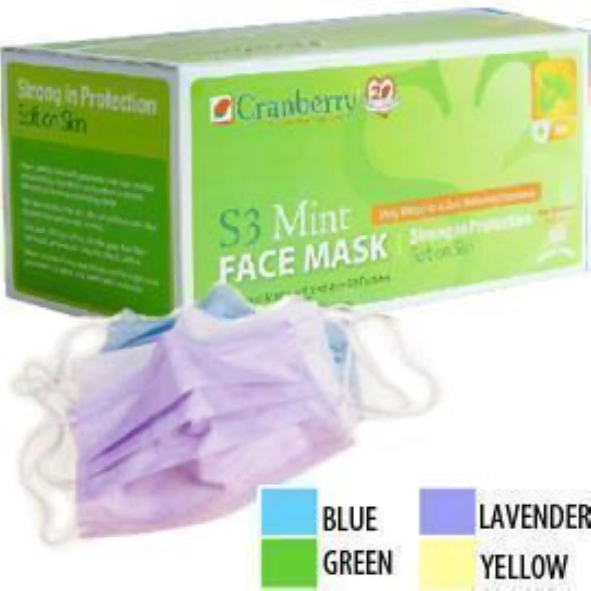 Cranberry S3 Mint Earloop Face Mask, ASTM Level 3, Green, One Size Fits Most, 50/Box, S3090G thumbnail 3