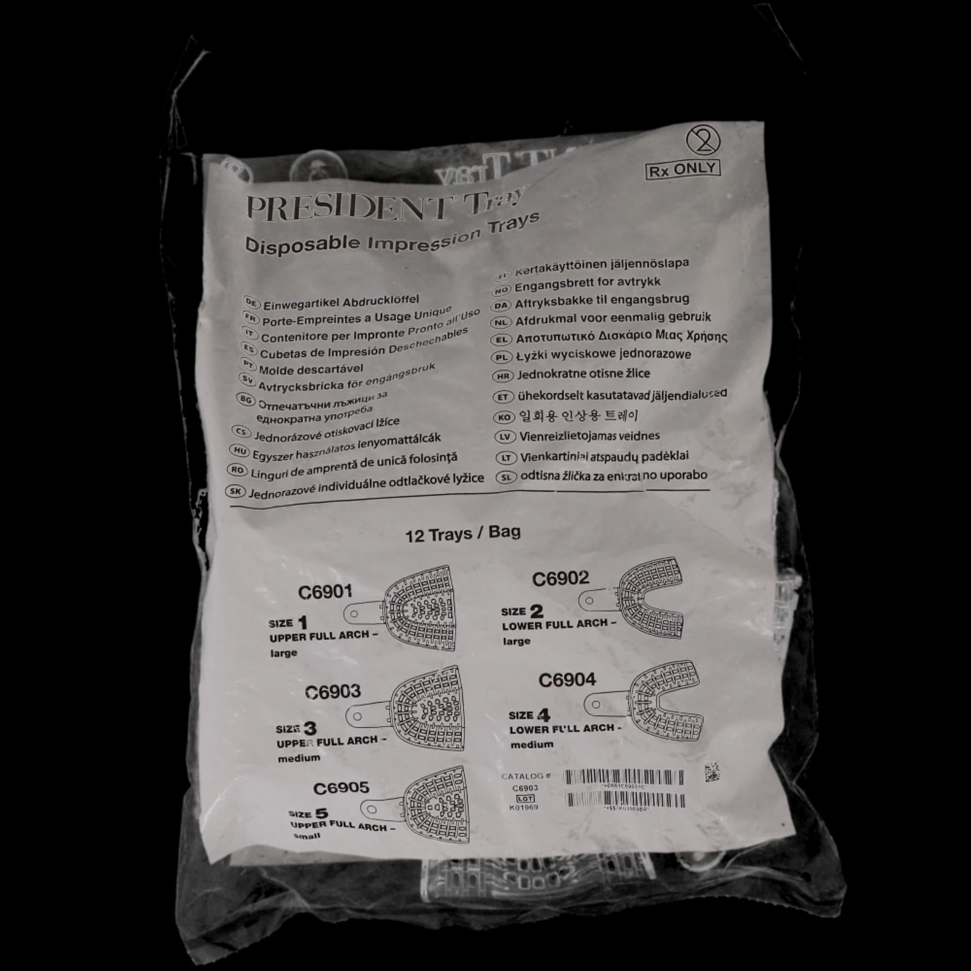 President Disposable Impression Trays, Clear, Perforated, #3 Upper Medium, 12/Pkg, C6903 thumbnail 8