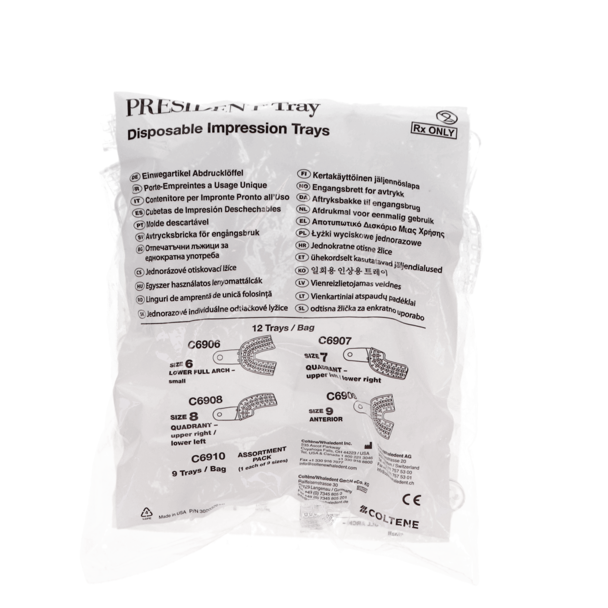 President Disposable Impression Trays, Clear, Perforated, #4 Medium Lower, 12/Pk, C6904 thumbnail 5
