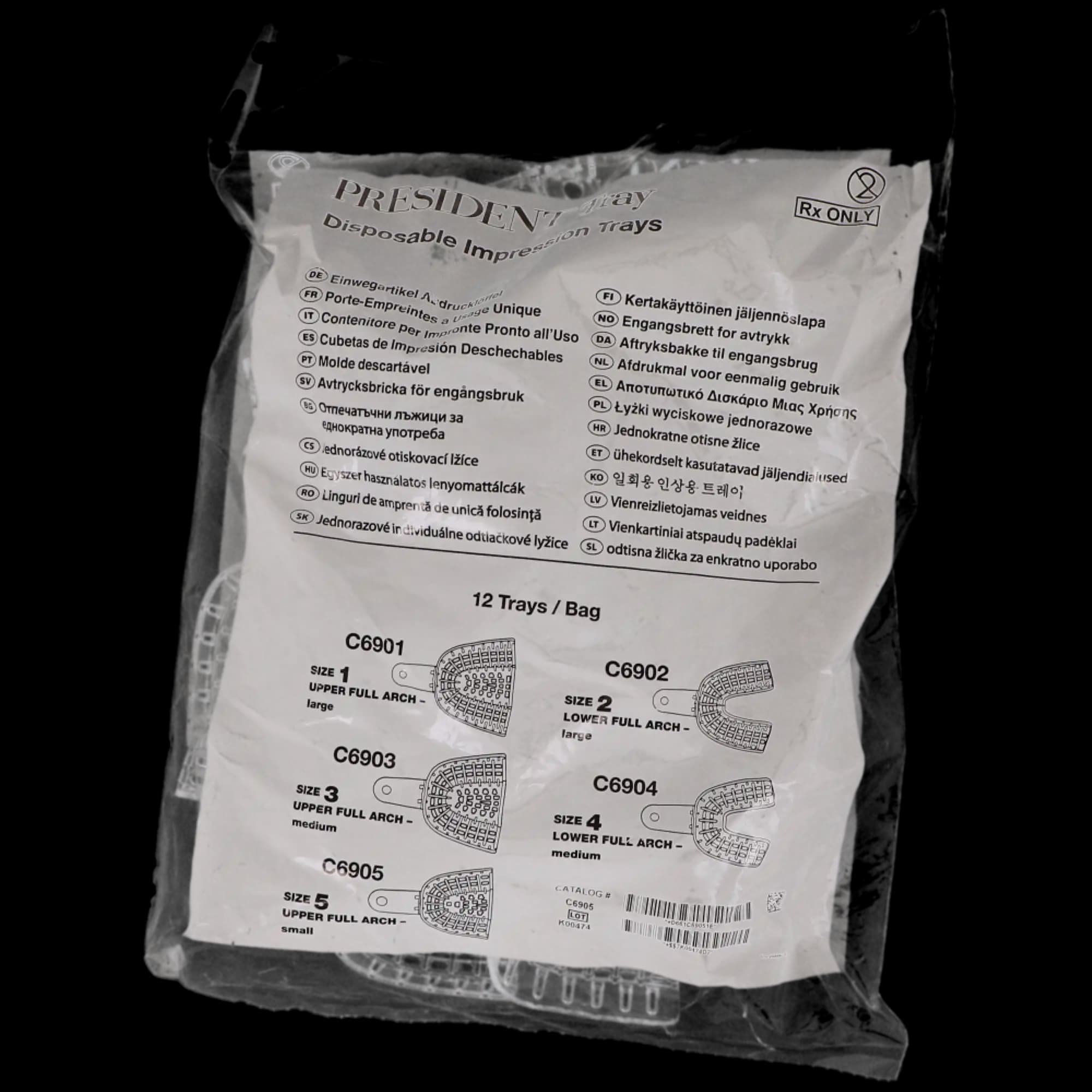 President Disposable Impression Trays, #5 Small Upper, Clear Perforated Plastic, 12/Pk, C6905 thumbnail 8