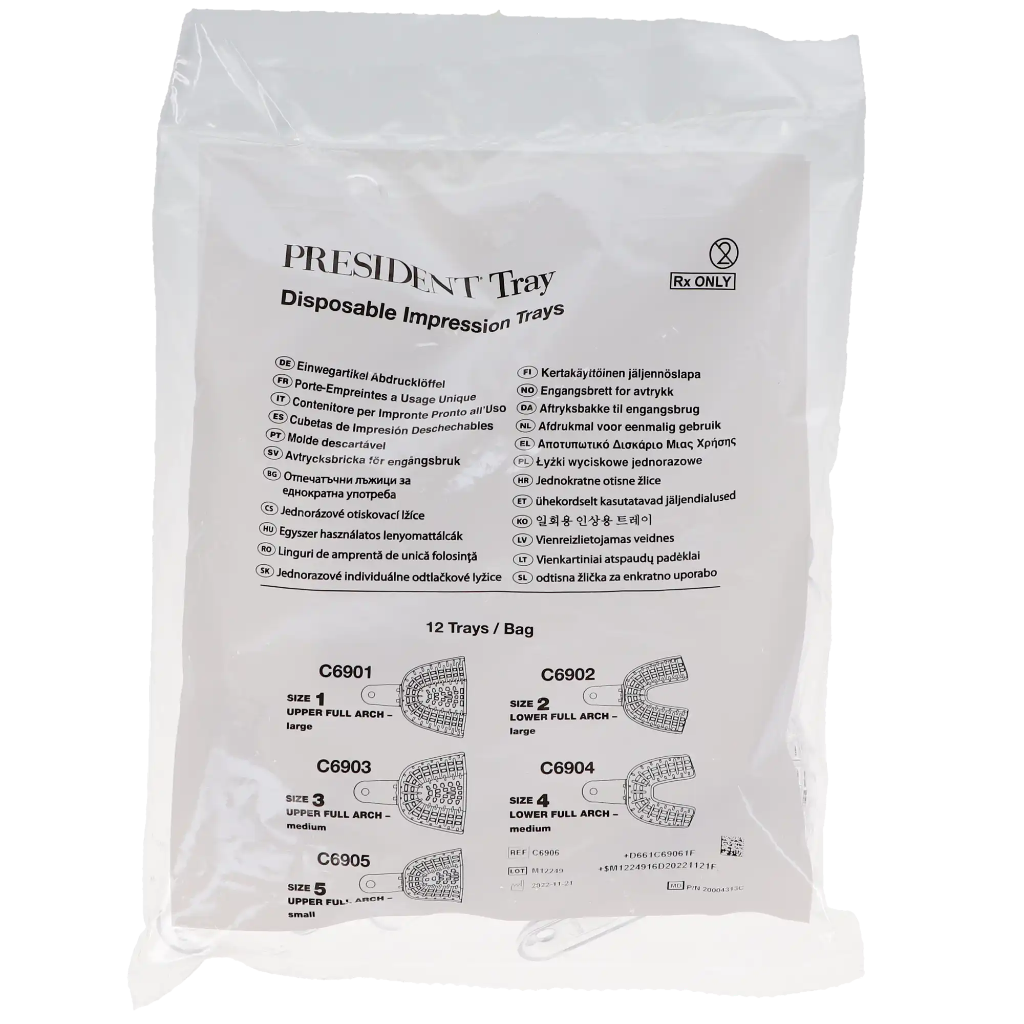 President Disposable Impression Trays, #6 Small Lower, Clear, Perforated, 12/Pk, C6906 thumbnail 8