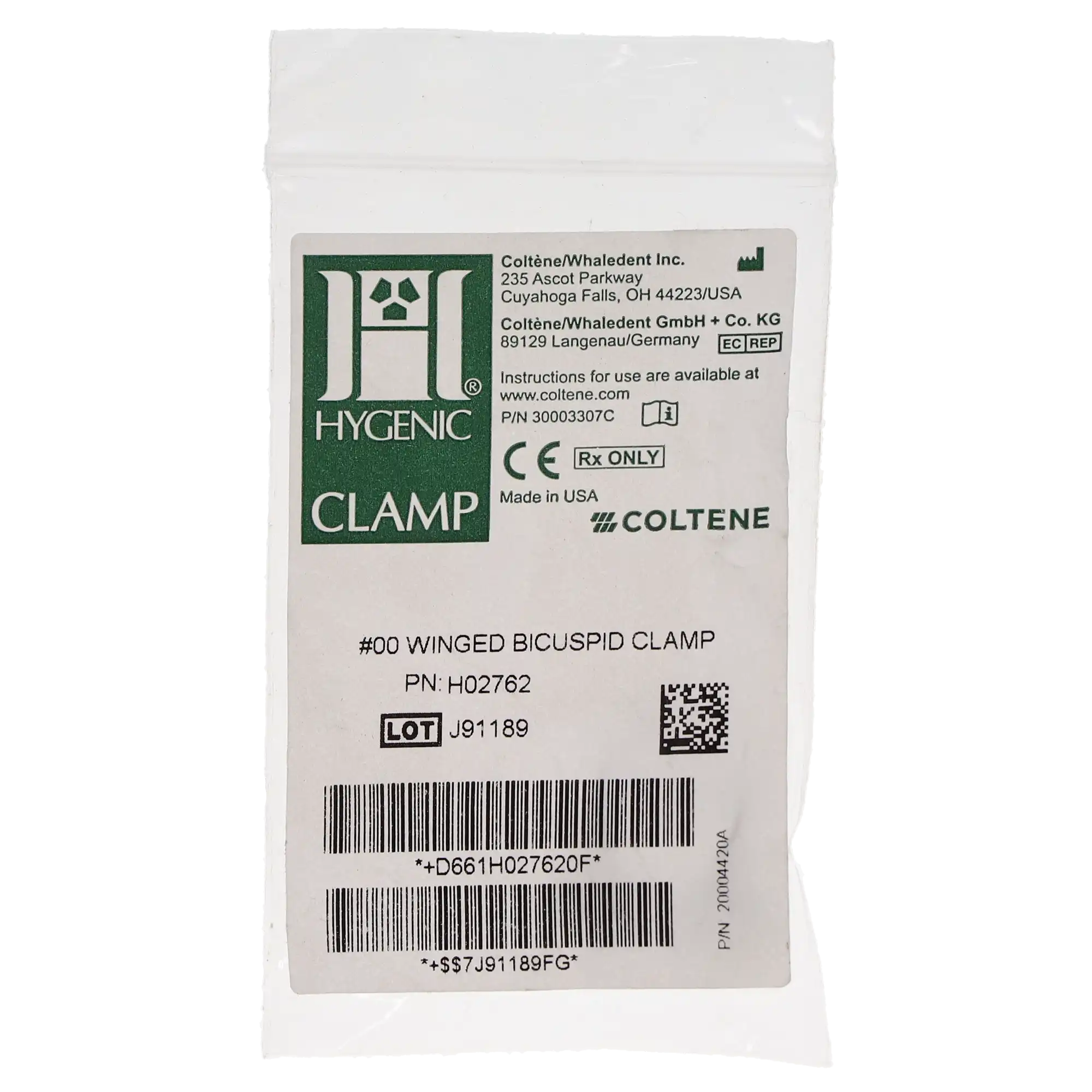 Hygenic HySolate Rubber Dam Clamp, #00, Winged, Gloss Finish, Upper & Lower Premolar/Anterior, Stainless Steel, 1/Pk, H02762 thumbnail 5