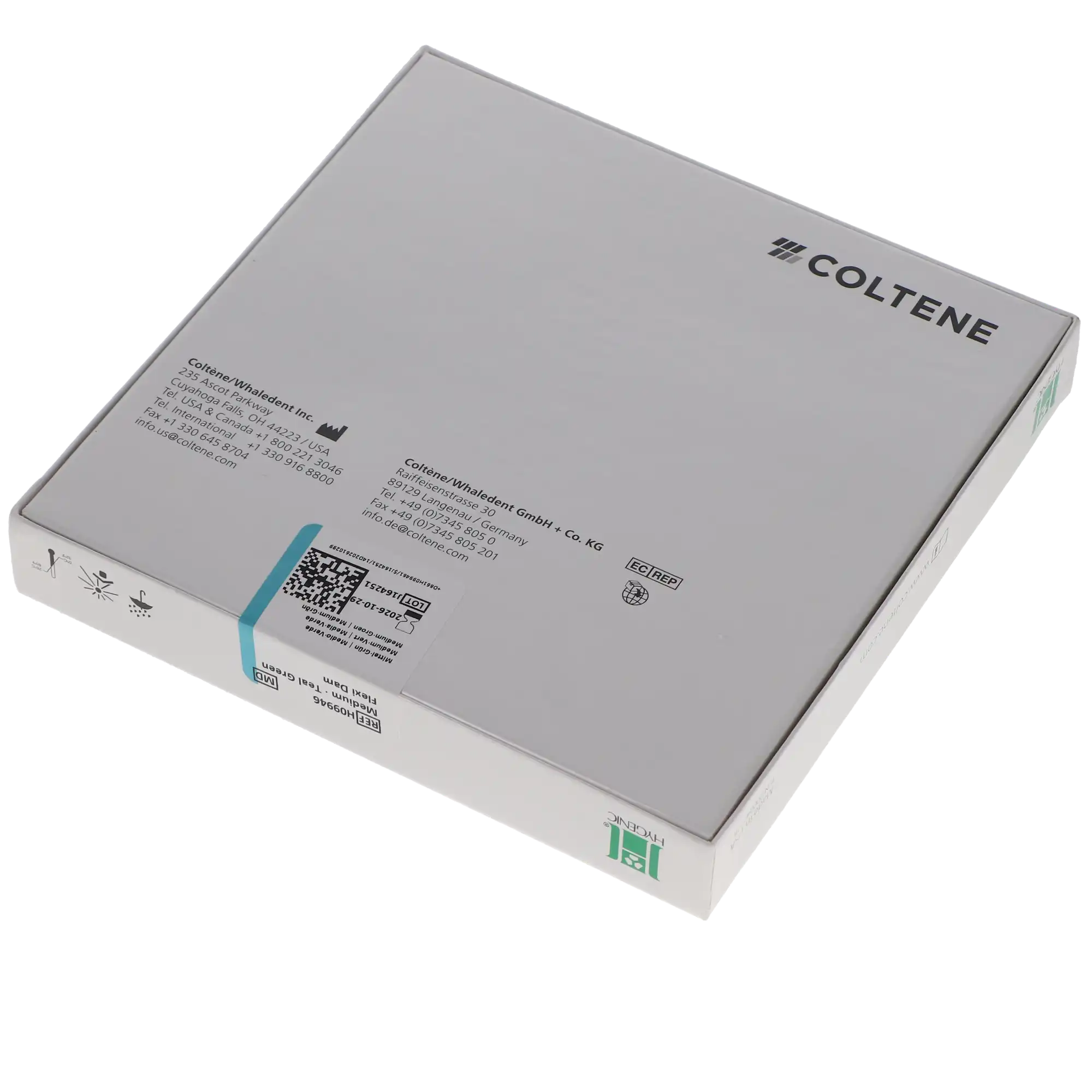 Hygenic Flexi Dam Non-Latex Dental Dam, 6" x 6", Medium Gauge, Green, 30/Box, H09946 thumbnail 4