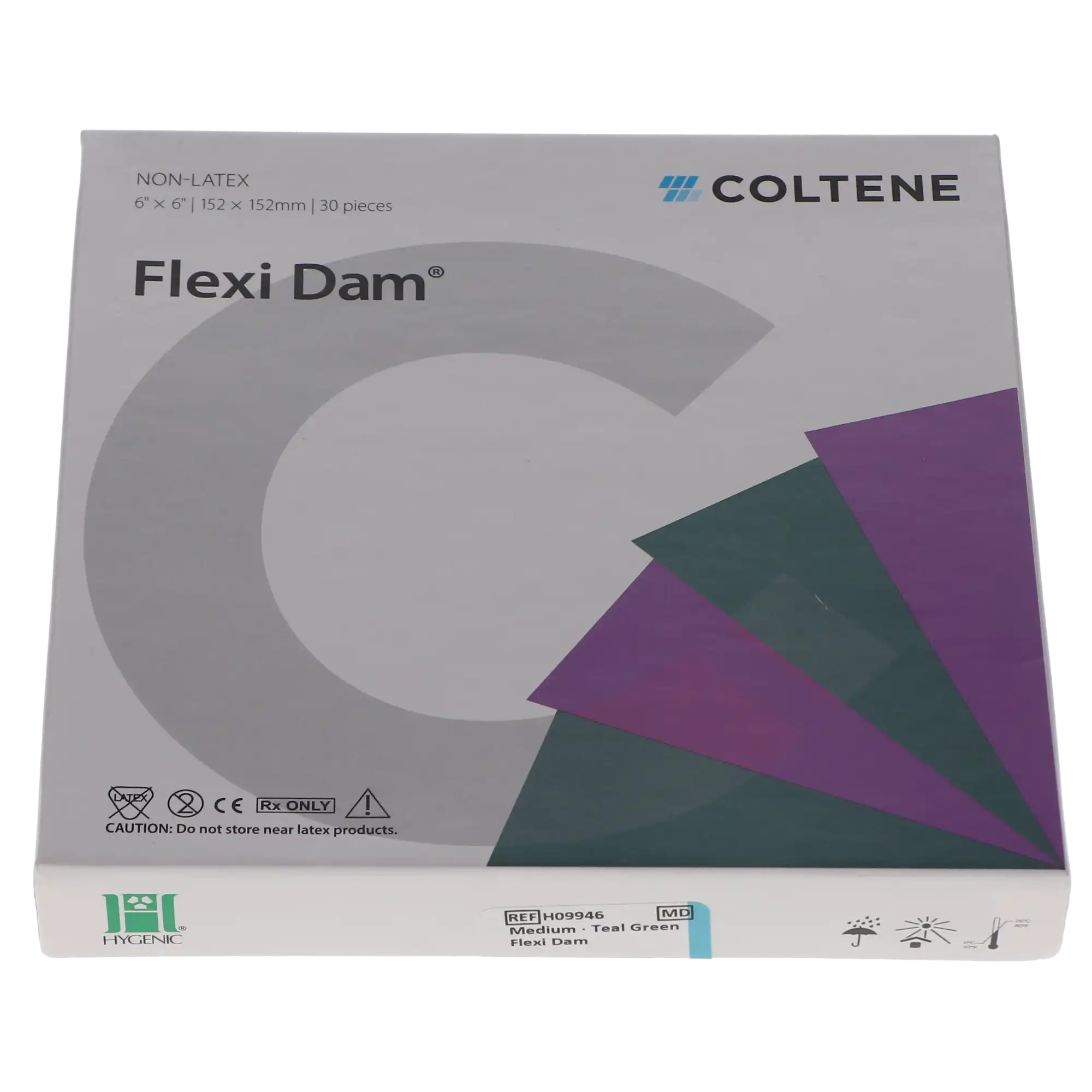 Hygenic Flexi Dam Non-Latex Dental Dam, 6" x 6", Medium Gauge, Green, 30/Box, H09946 thumbnail 5