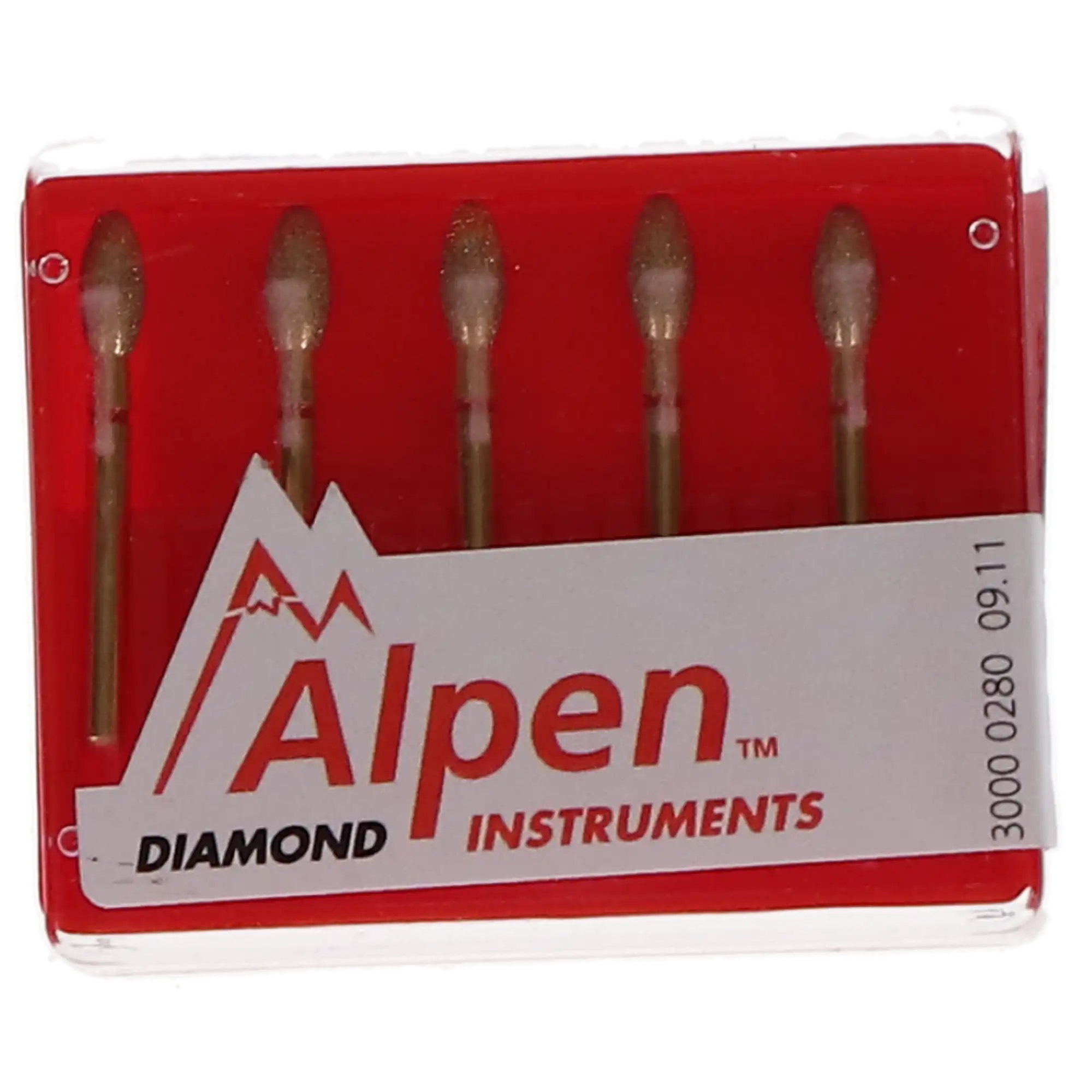 Alpen Multi-Use Diamond Bur, FG, Egg/Football, #379, 2.3 mm Head, Fine, Red, 5/Pk, R379F023FG thumbnail 6
