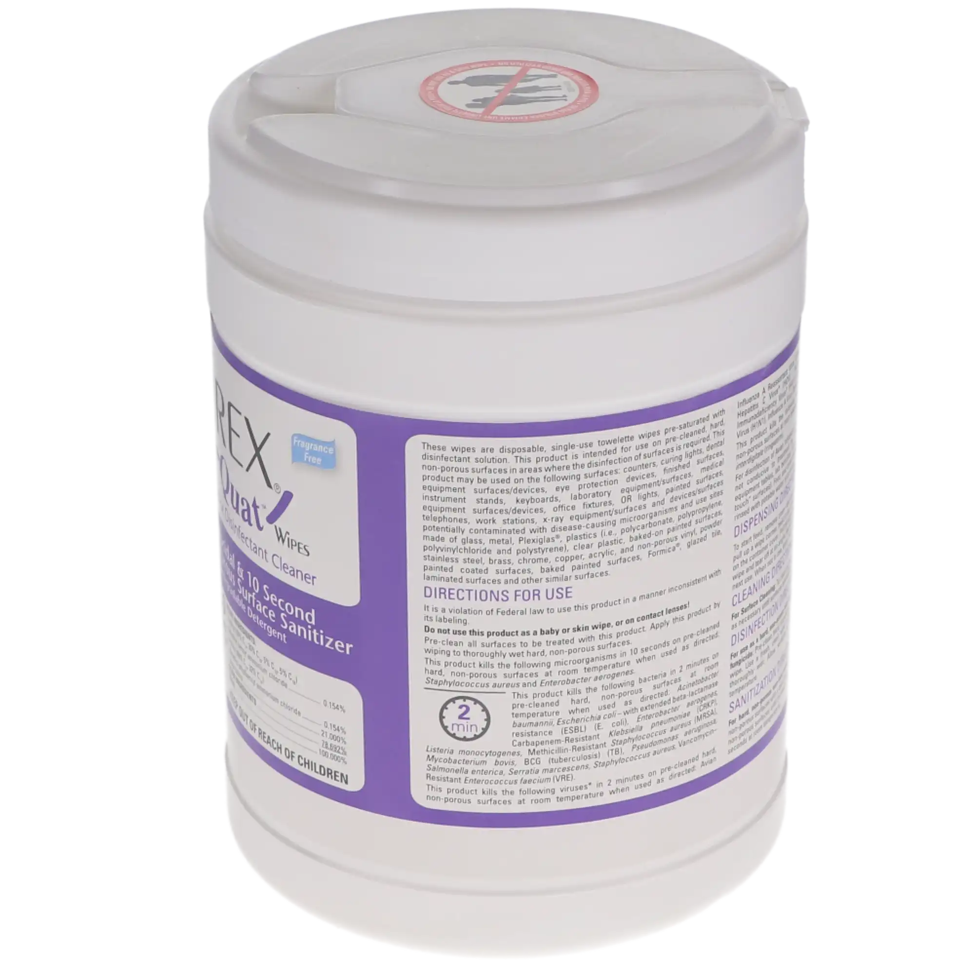 Birex Quat Disinfectant Surface Wipes, 6" x 6.75", 160/Canister, 295507 thumbnail 2