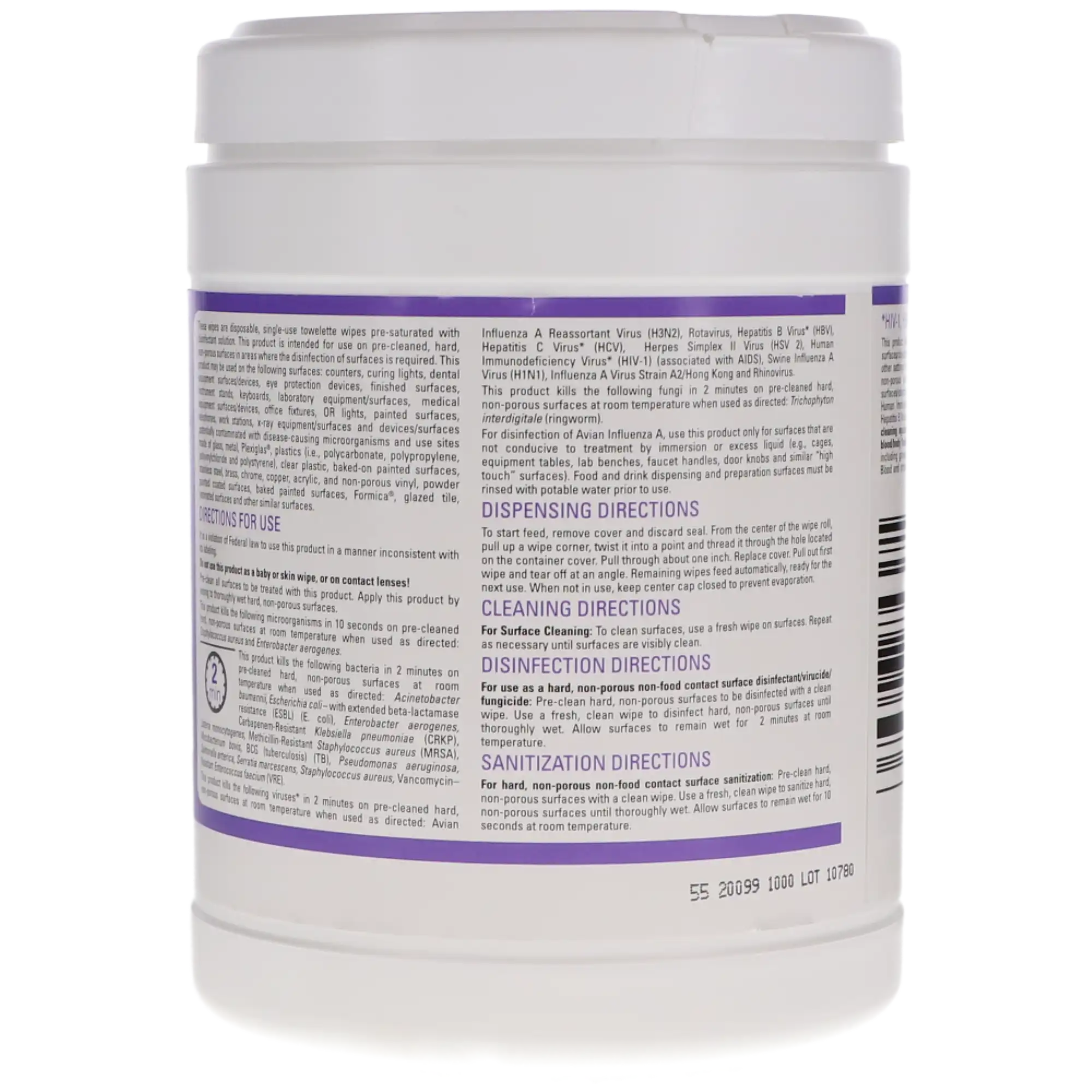 Birex Quat Disinfectant Surface Wipes, 6" x 6.75", 160/Canister, 295507 thumbnail 3