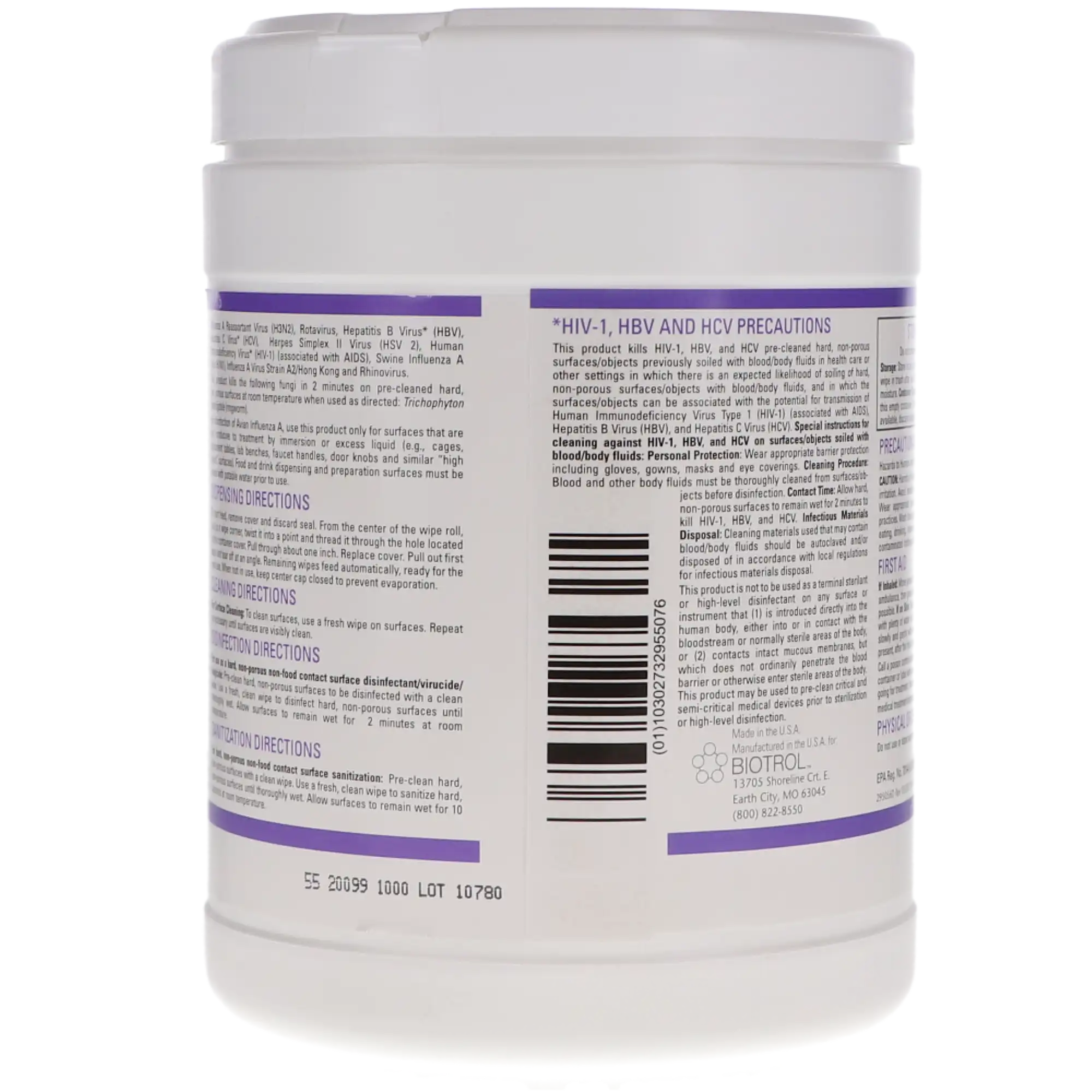 Birex Quat Disinfectant Surface Wipes, 6" x 6.75", 160/Canister, 295507 thumbnail 4