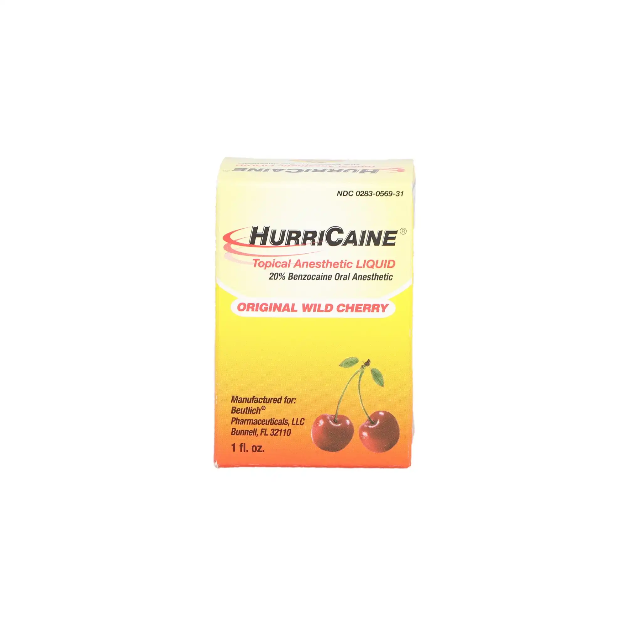 HurriCaine Topical Anesthetic Liquid, 20% Benzocaine, Wild Cherry, 1 oz Jar, 0283-0569-31 thumbnail 2