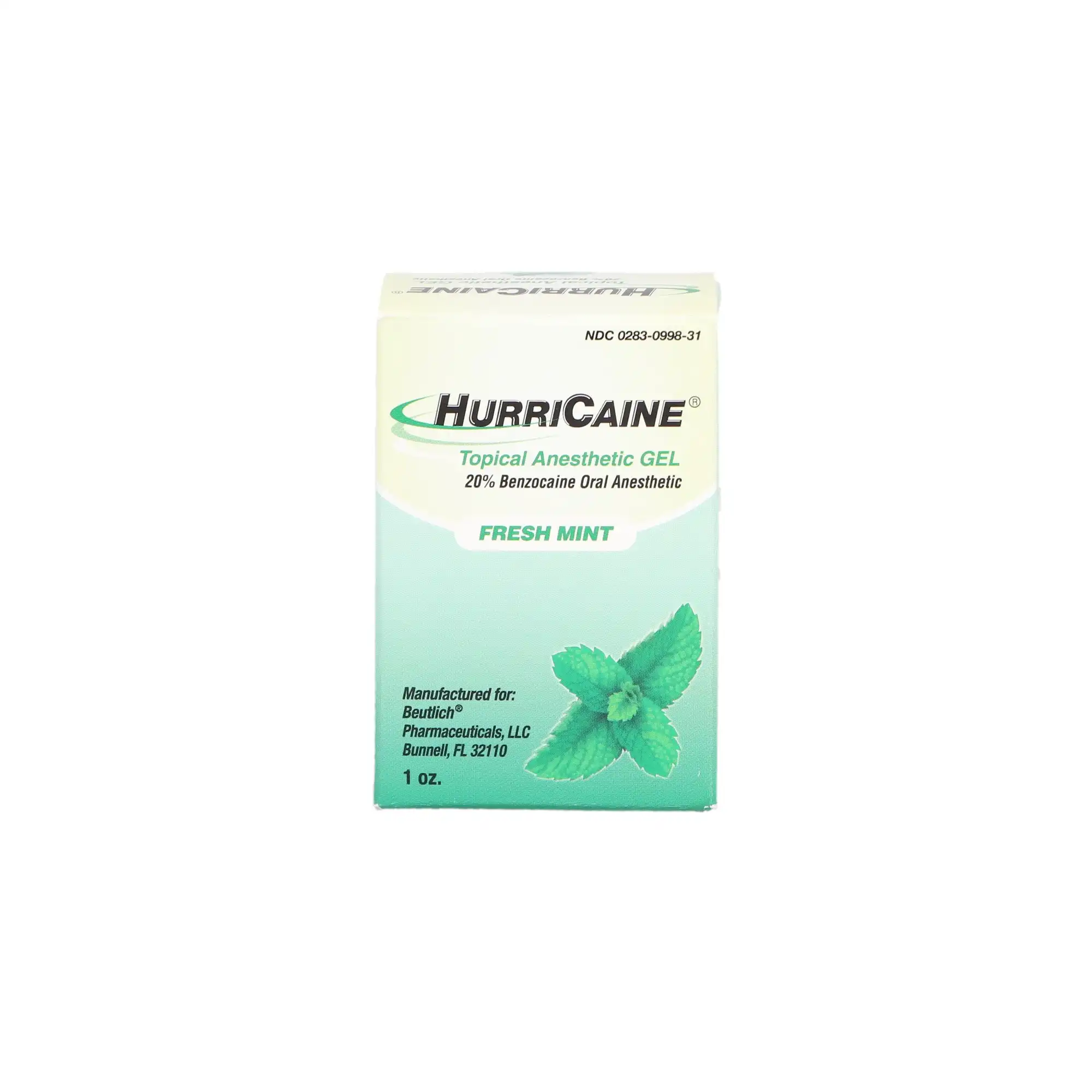 HurriCaine Topical Anesthetic Gel, 20% Benzocaine, Fresh Mint, 1 oz Jar, 0283-0998-31 thumbnail 2