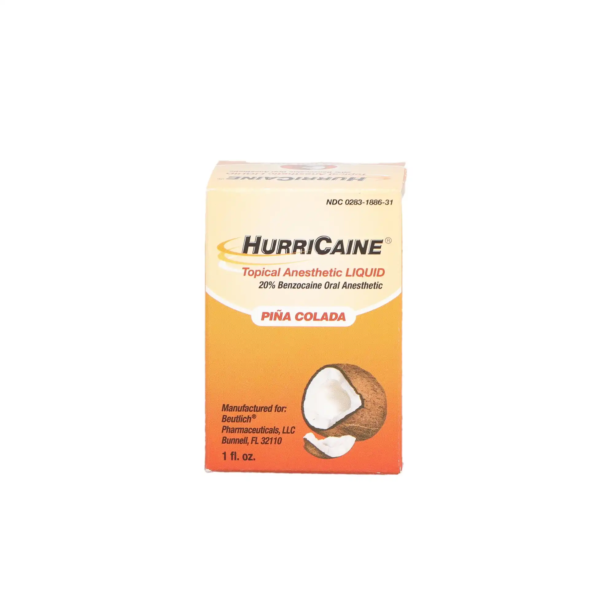 HurriCaine Topical Anesthetic Liquid, 20% Benzocaine, Pina Colada, 1 oz Jar, 0283-1886-31 thumbnail 2