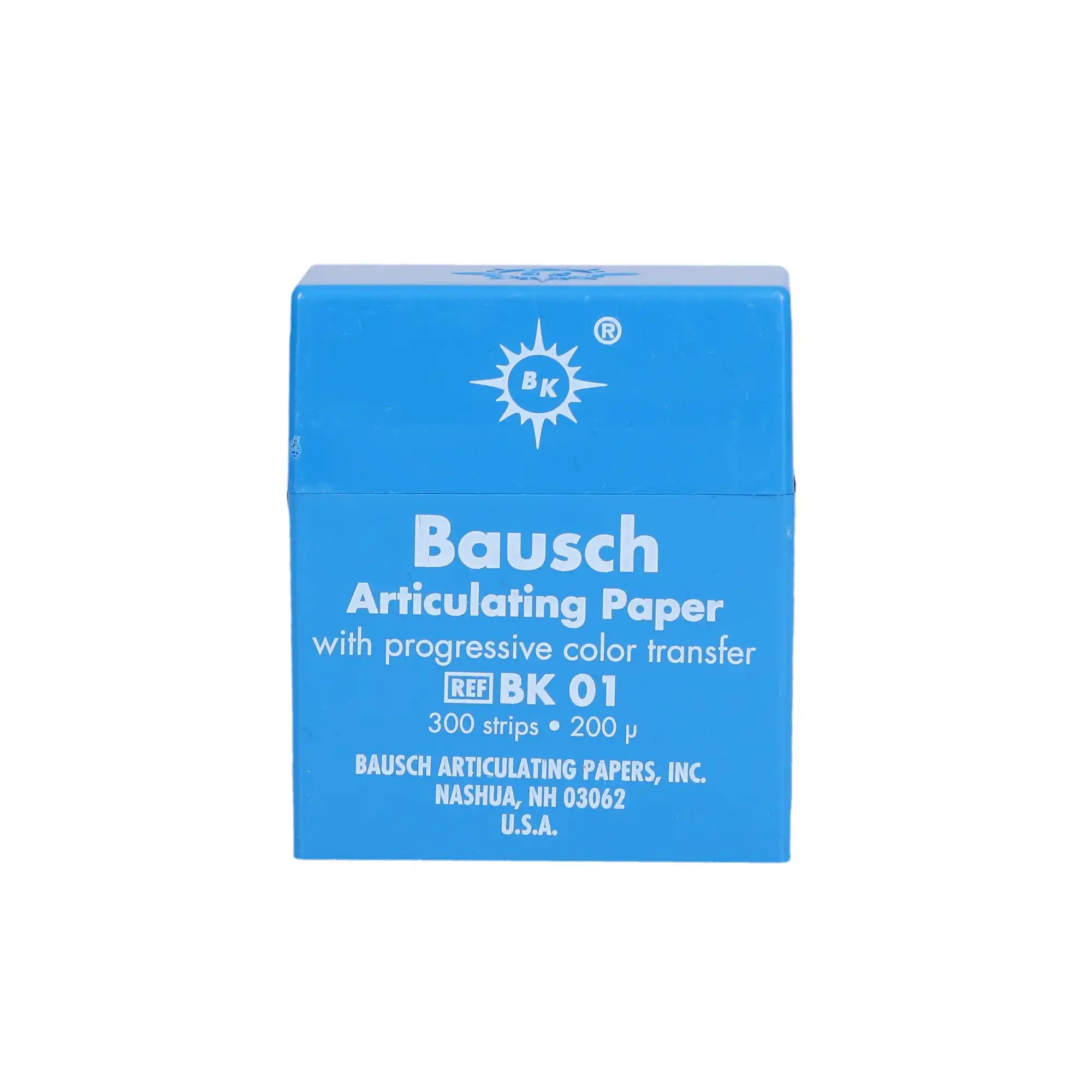 Bausch Arti-Check Micro-Thin Articulating Paper, 200 Microns (0.008"), Blue, Pre-Cut Strips, Plastic Dispenser, 300/Pk, BK-01 thumbnail 3
