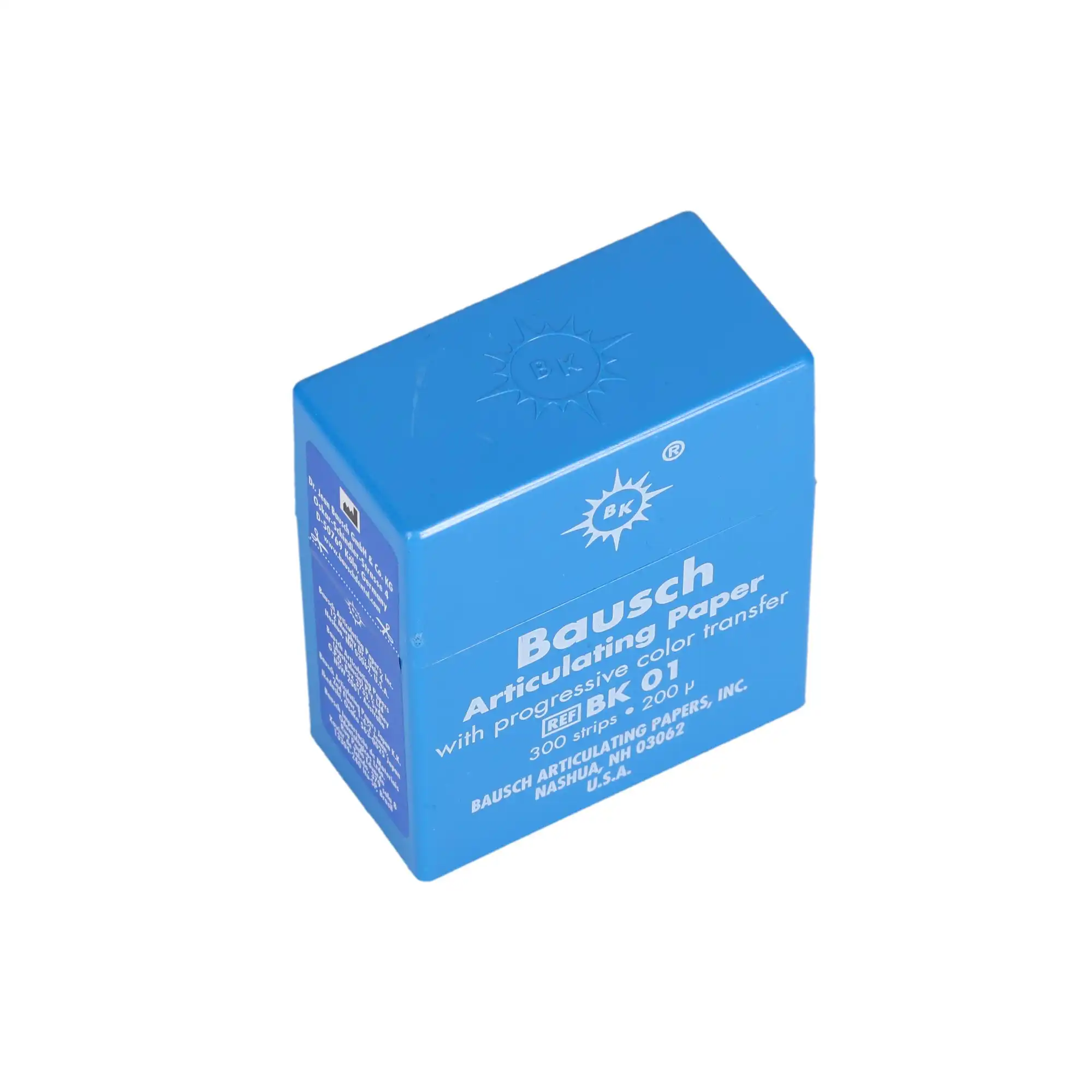 Bausch Arti-Check Micro-Thin Articulating Paper, 200 Microns (0.008"), Blue, Pre-Cut Strips, Plastic Dispenser, 300/Pk, BK-01 thumbnail 6