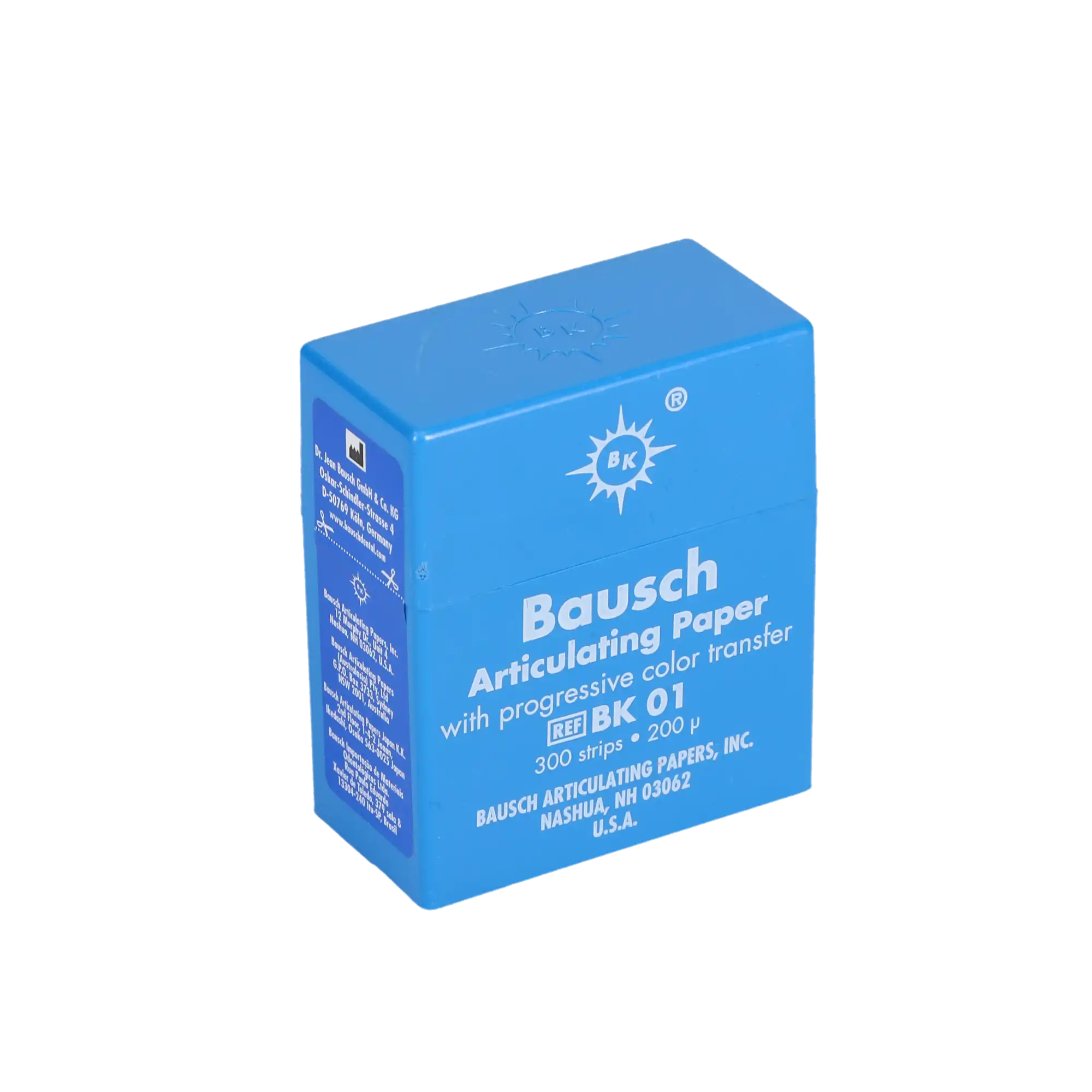 Bausch Arti-Check Micro-Thin Articulating Paper, 200 Microns (0.008"), Blue, Pre-Cut Strips, Plastic Dispenser, 300/Pk, BK-01 thumbnail 7