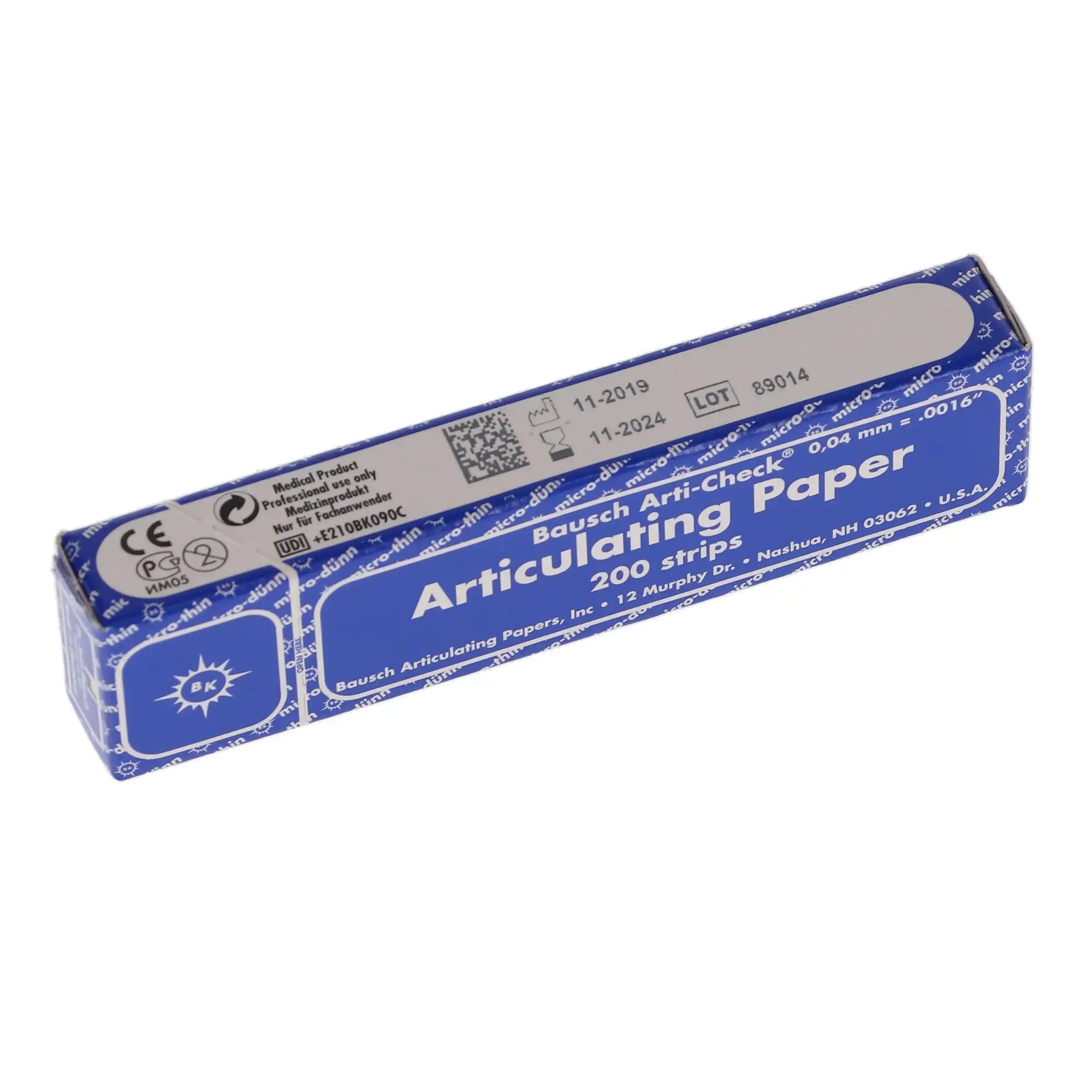 Bausch Arti-Check Micro-Thin Articulating Paper Strips, Straight Booklets, 104 x 20 mm, 40 Microns, Blue, 200/Pk, BK-09 thumbnail 4